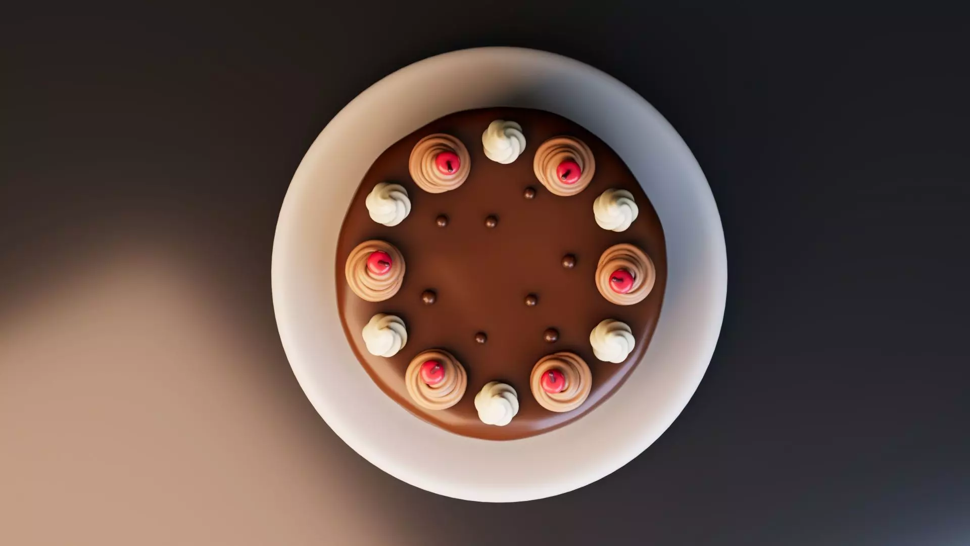 Low Poly Chocolate Cake with Cherries Free low-poly 3D model_2