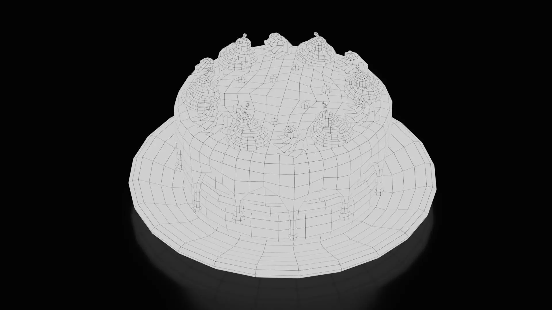 Low Poly Chocolate Cake with Cherries Free low-poly 3D model_5