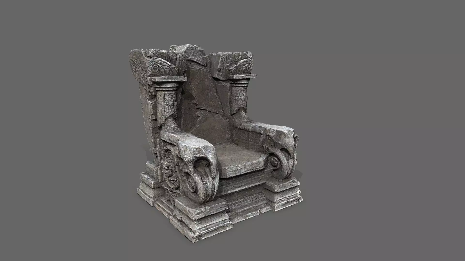 old throne Low-poly 3D model_8