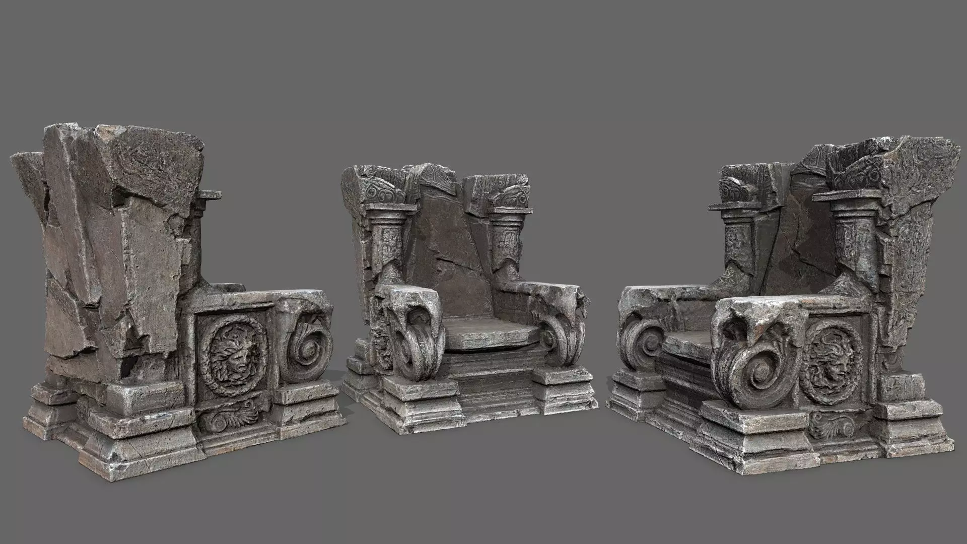 old throne Low-poly 3D model_0