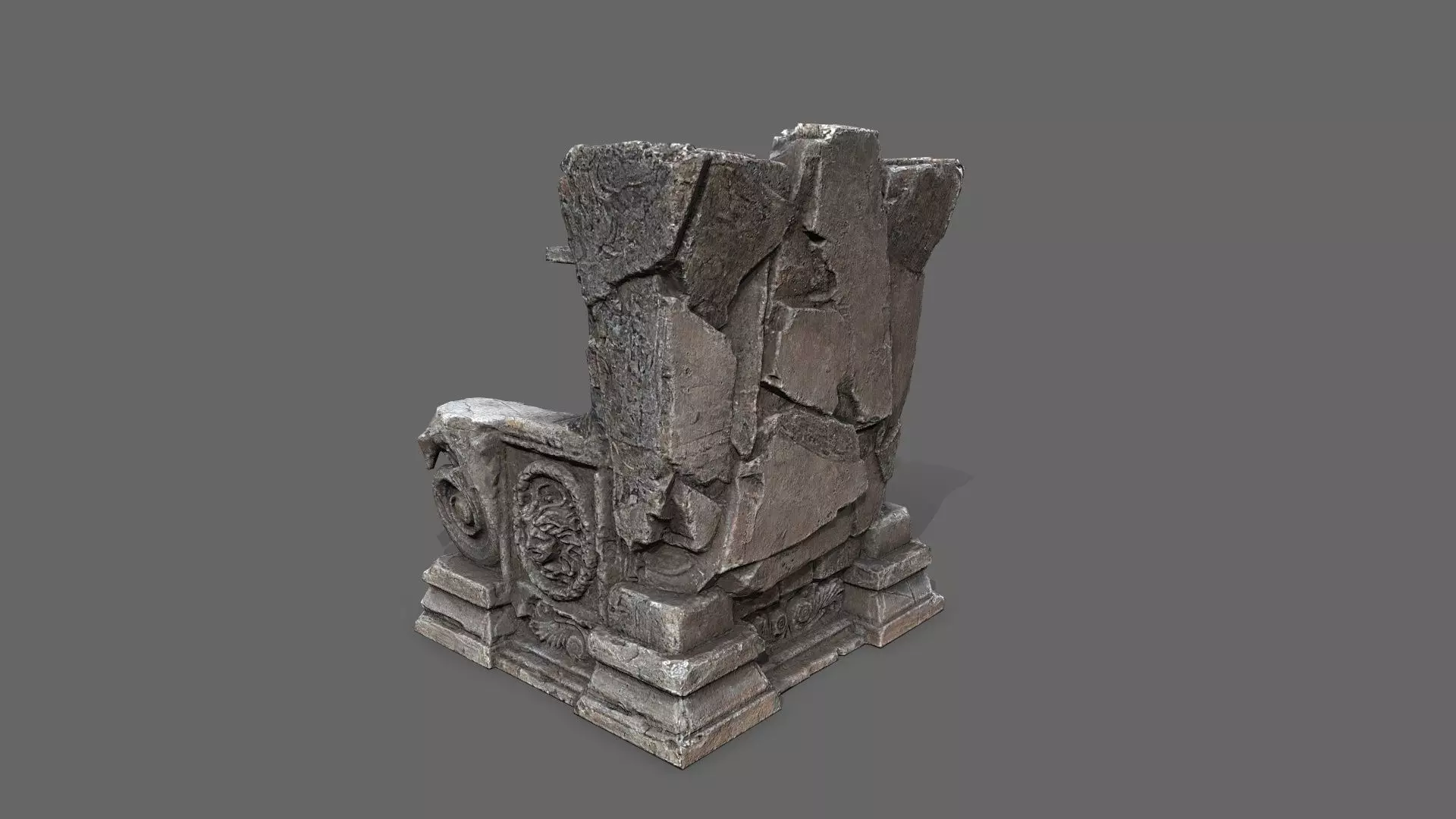 old throne Low-poly 3D model_4