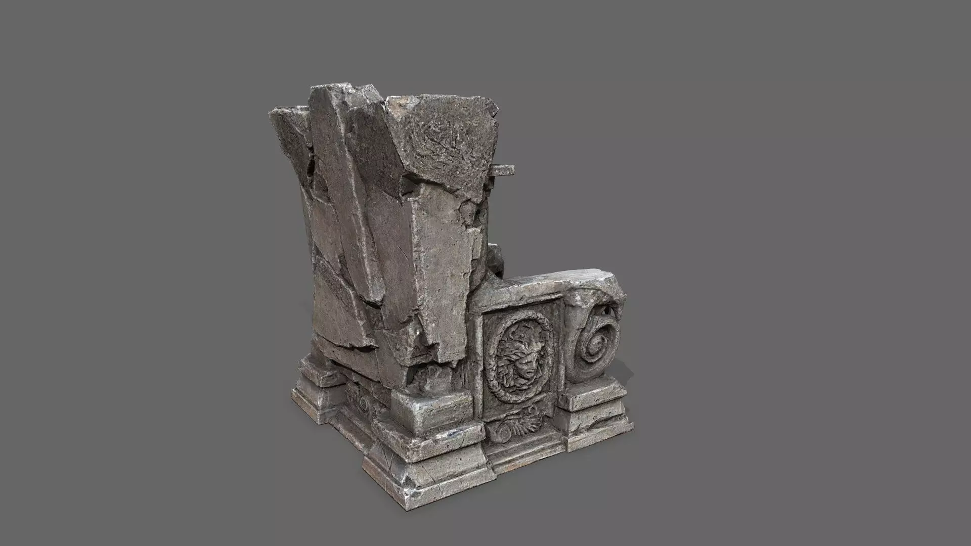 old throne Low-poly 3D model_6