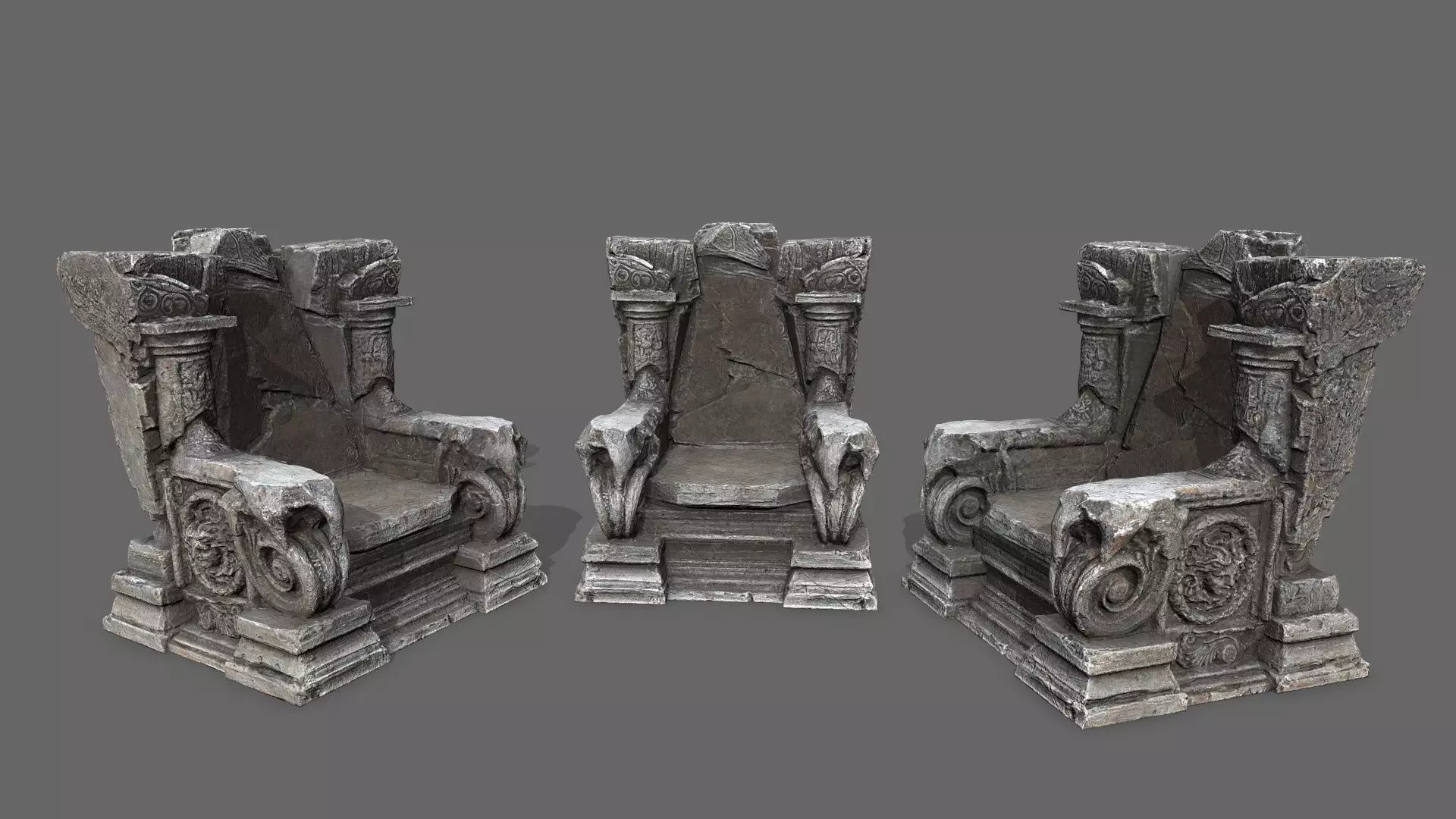 old throne Low-poly 3D model_1