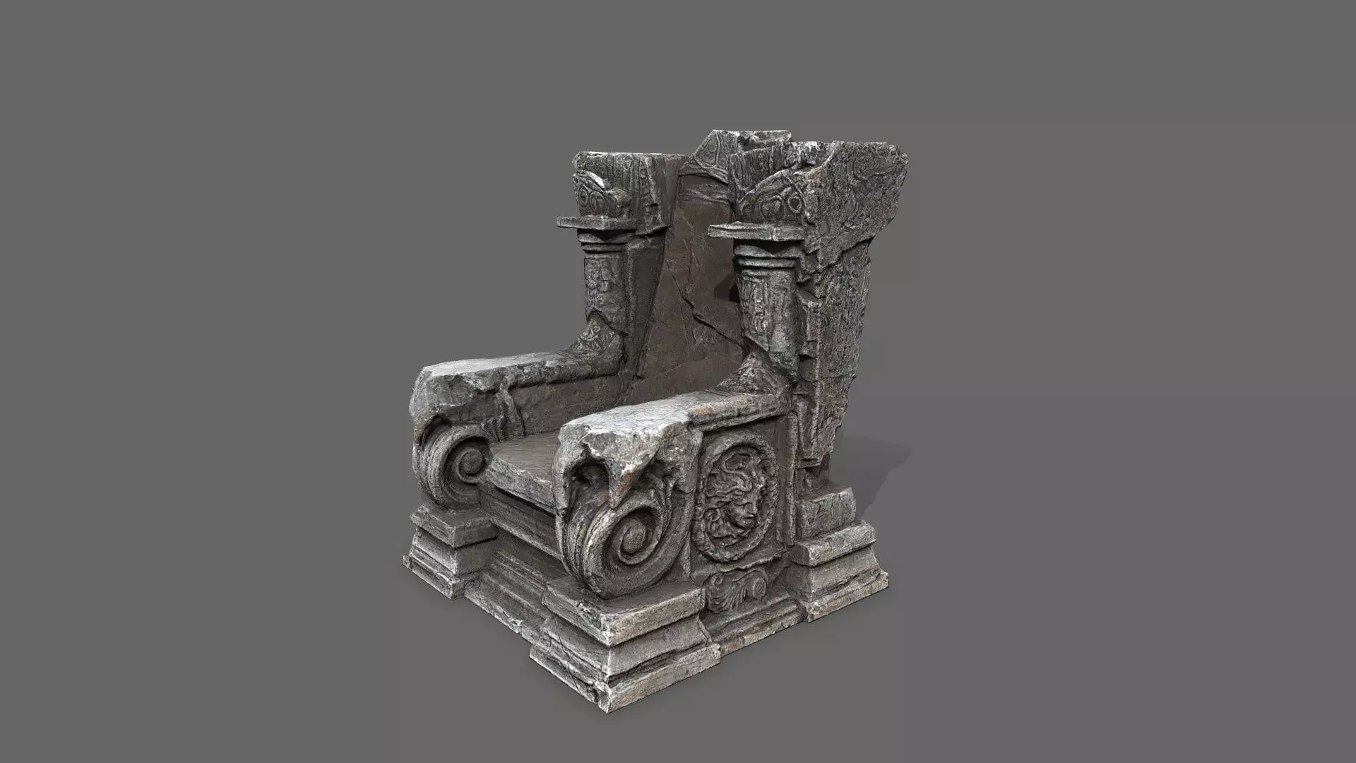 old throne Low-poly 3D model_2