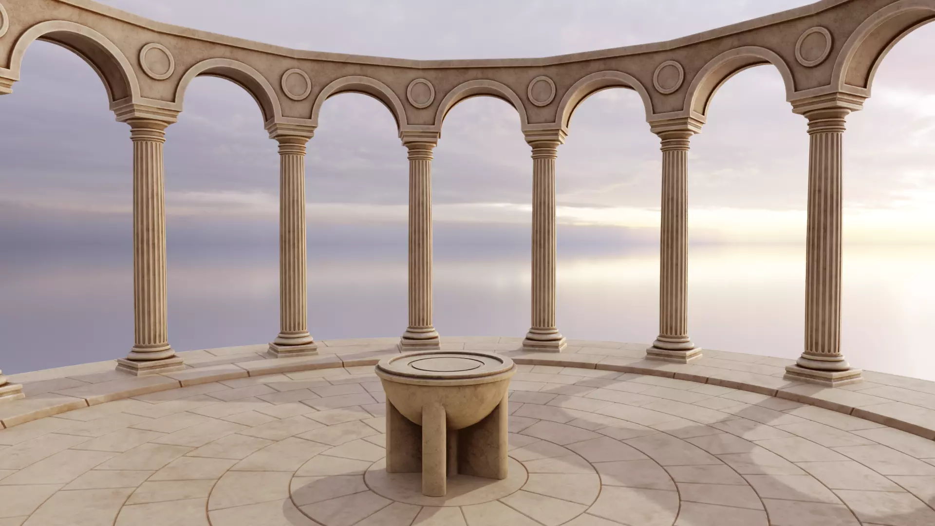 Greek columns ancient ruins tholos Low-poly 3D model_7