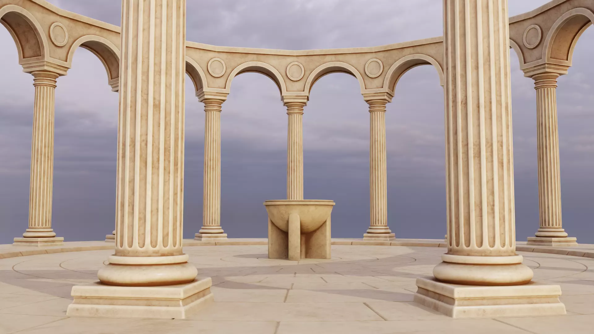 Greek columns ancient ruins tholos Low-poly 3D model_1