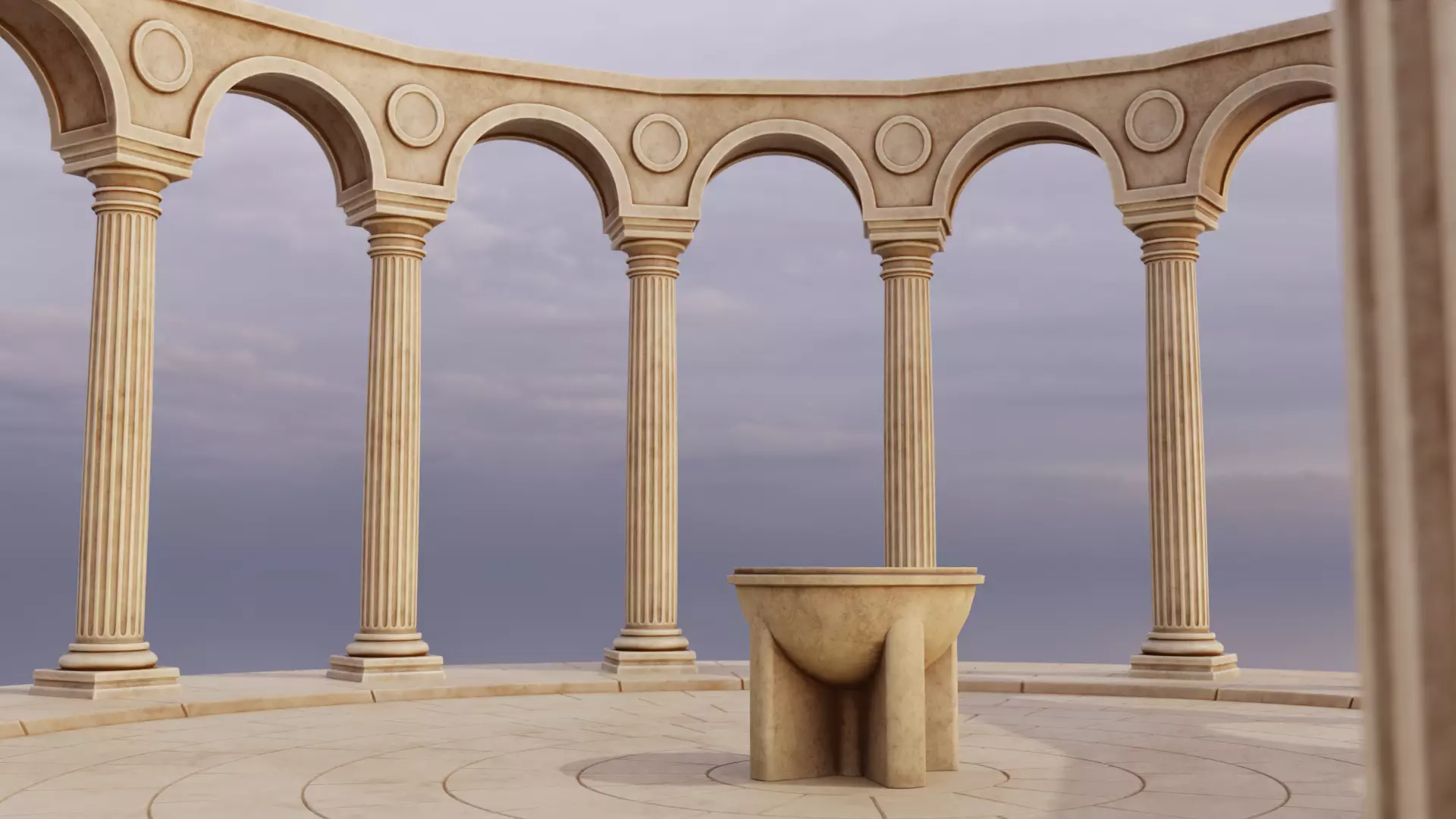 Greek columns ancient ruins tholos Low-poly 3D model_6