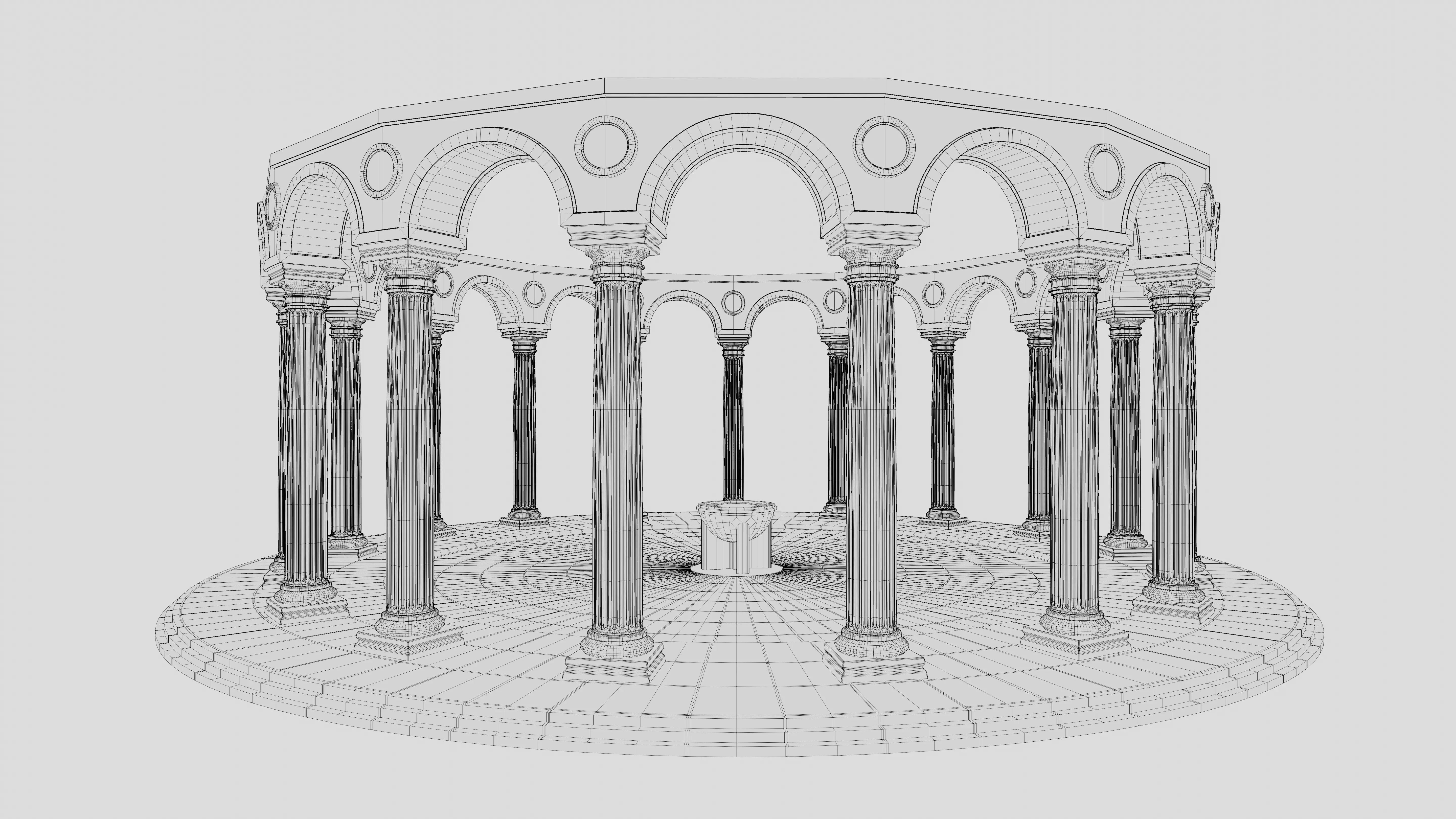 Greek columns ancient ruins tholos Low-poly 3D model_9