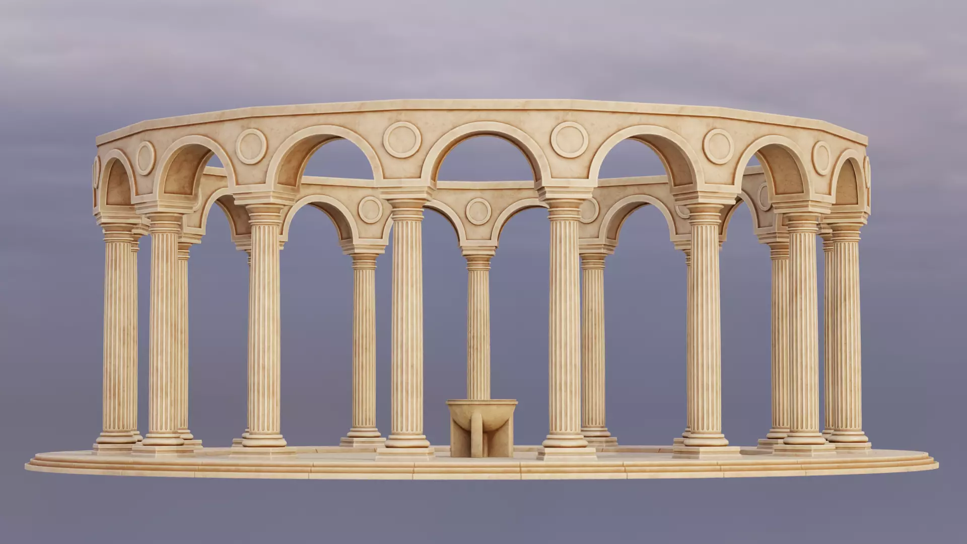 Greek columns ancient ruins tholos Low-poly 3D model_3