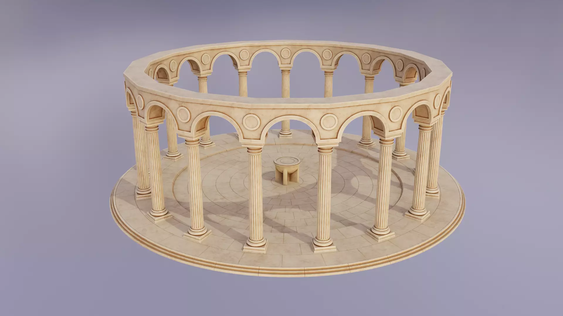 Greek columns ancient ruins tholos Low-poly 3D model_2