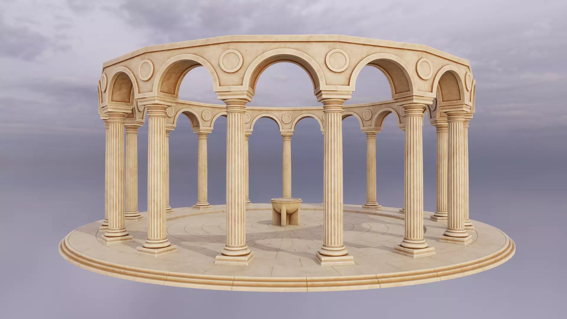 Greek columns ancient ruins tholos Low-poly 3D model_0