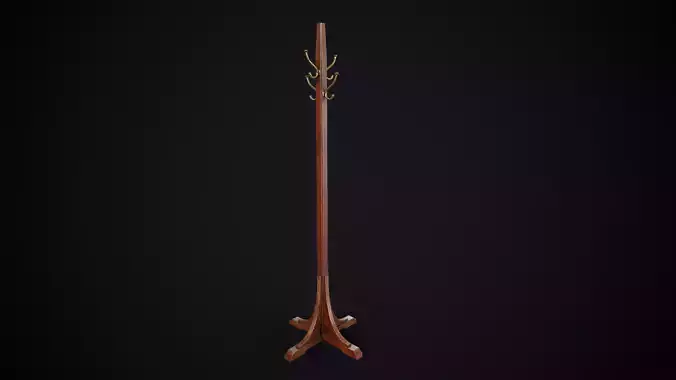 Vintage Standing Coat Rack Low-poly 3D model