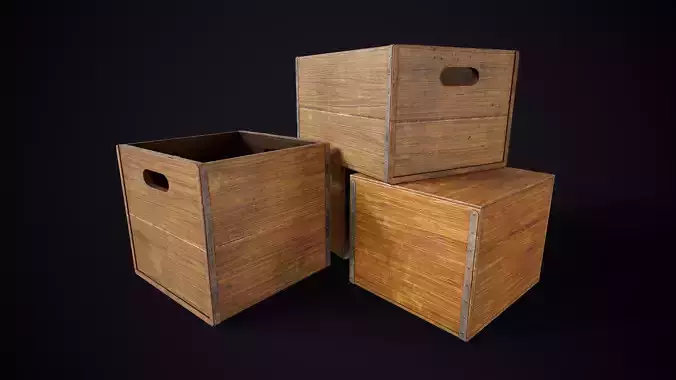 Vintage Wooden Crates Low-poly 3D model