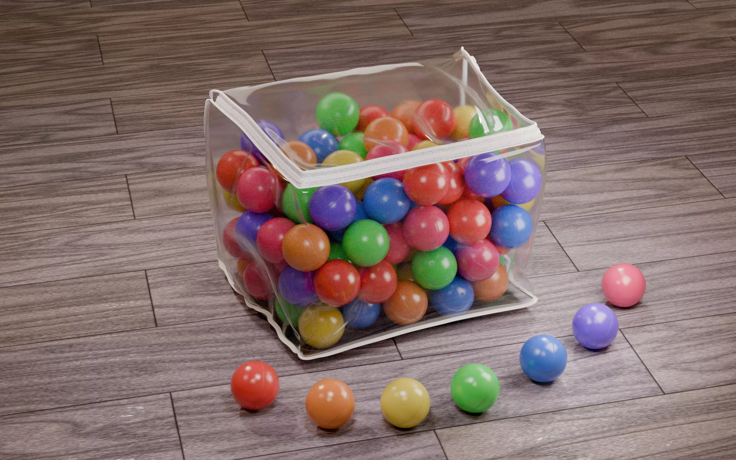 Vivid color ball with PVC bag Low-poly 3D model_17