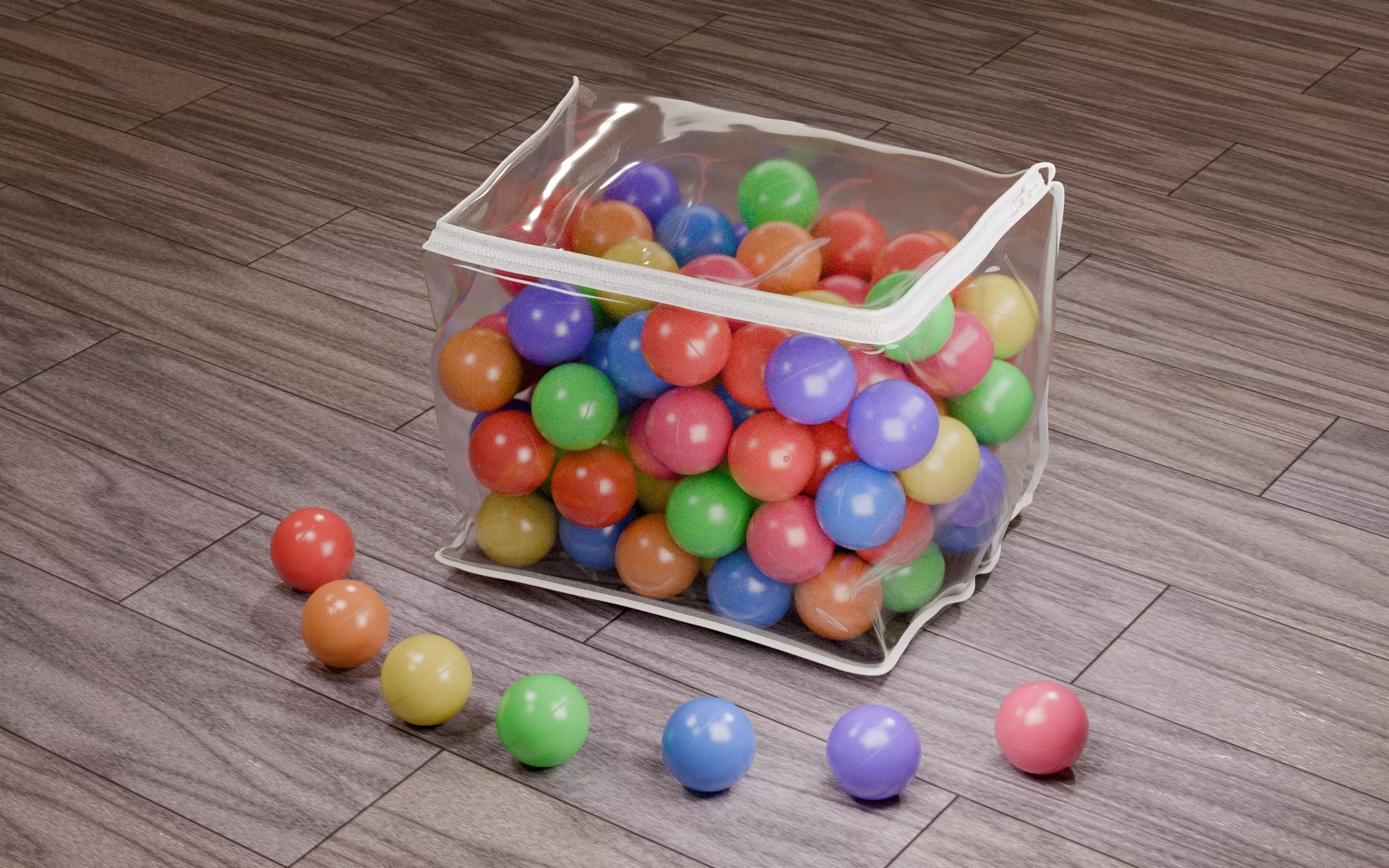 Vivid color ball with PVC bag Low-poly 3D model_13