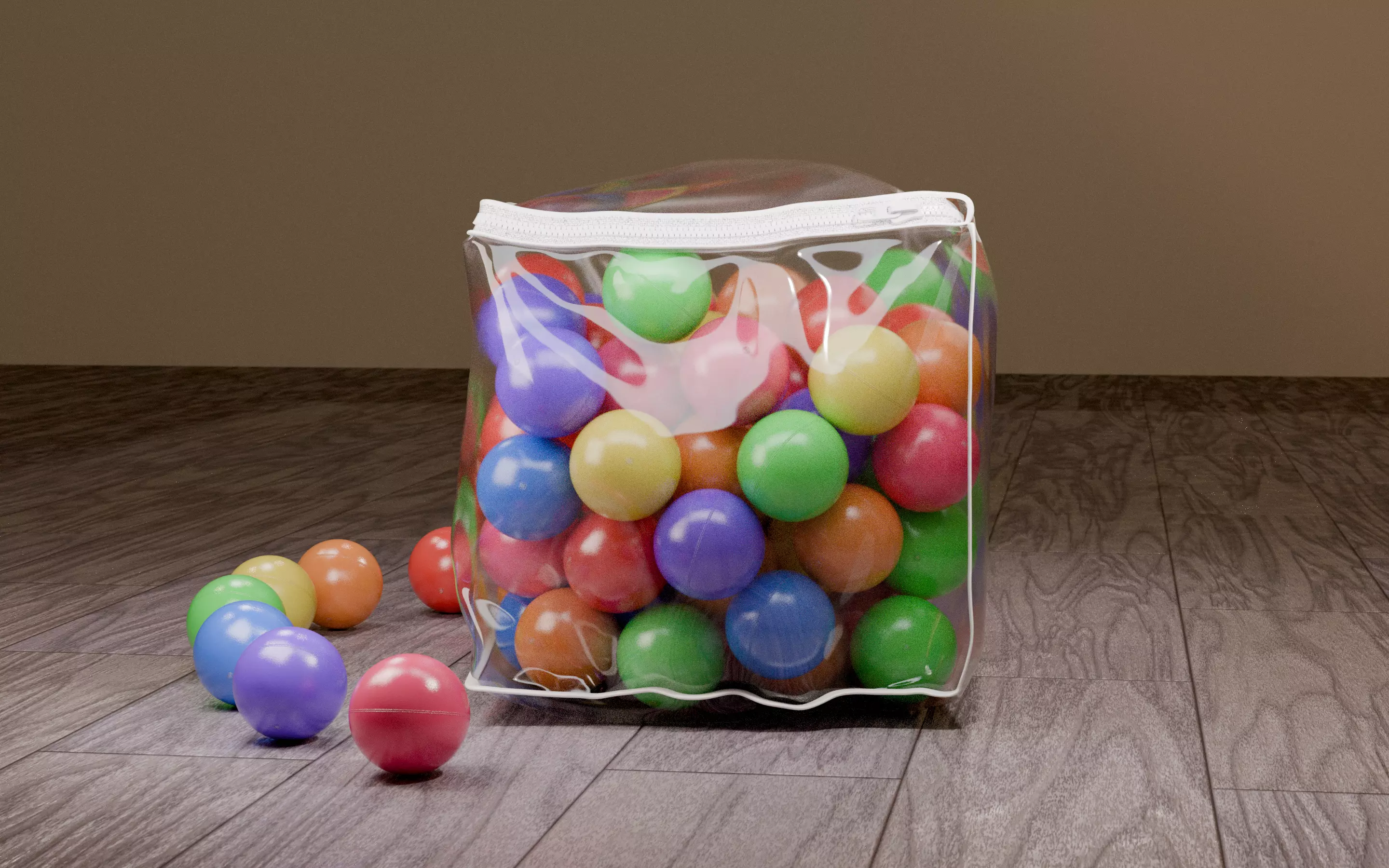 Vivid color ball with PVC bag Low-poly 3D model_14