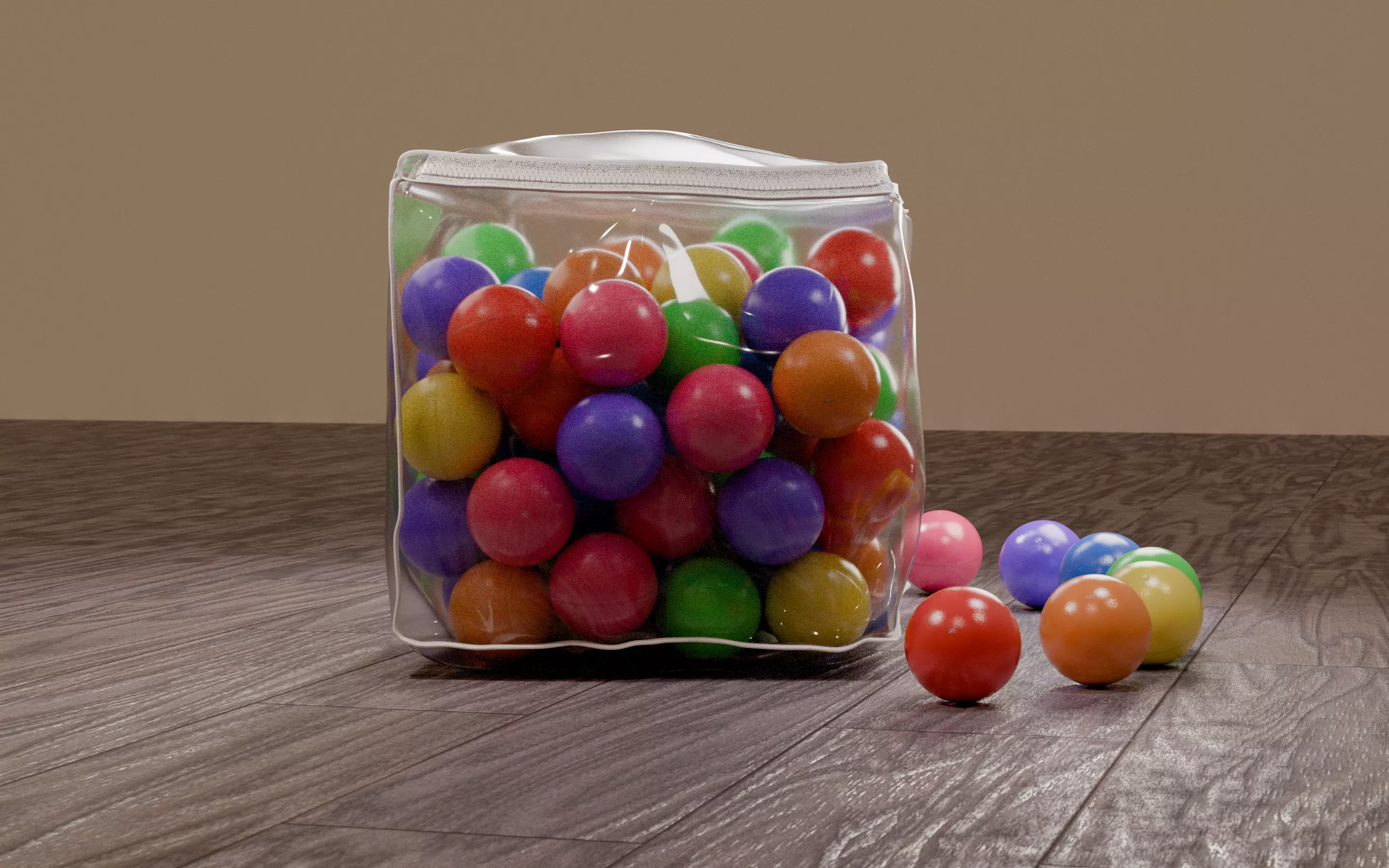 Vivid color ball with PVC bag Low-poly 3D model_19