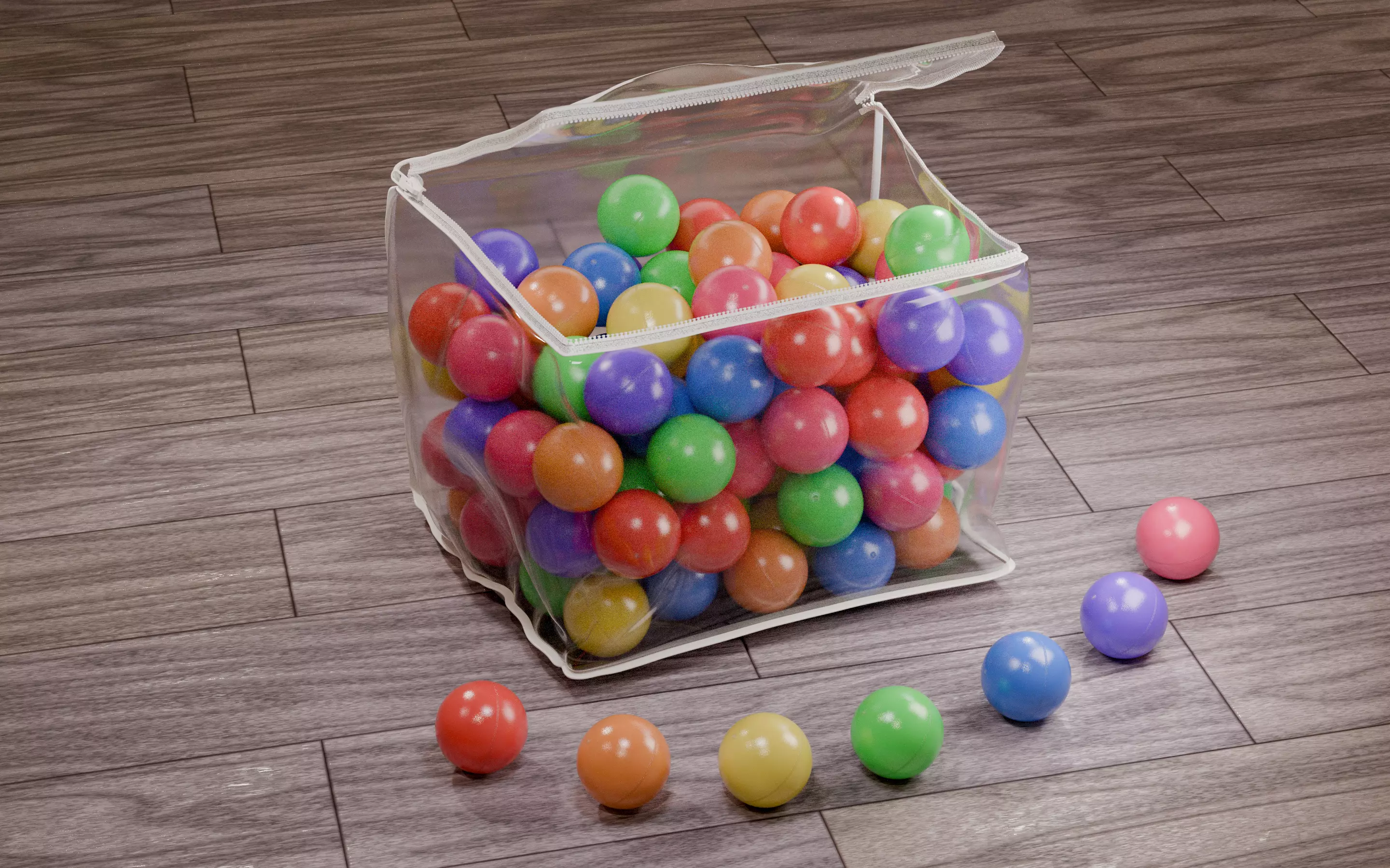 Vivid color ball with PVC bag Low-poly 3D model_0