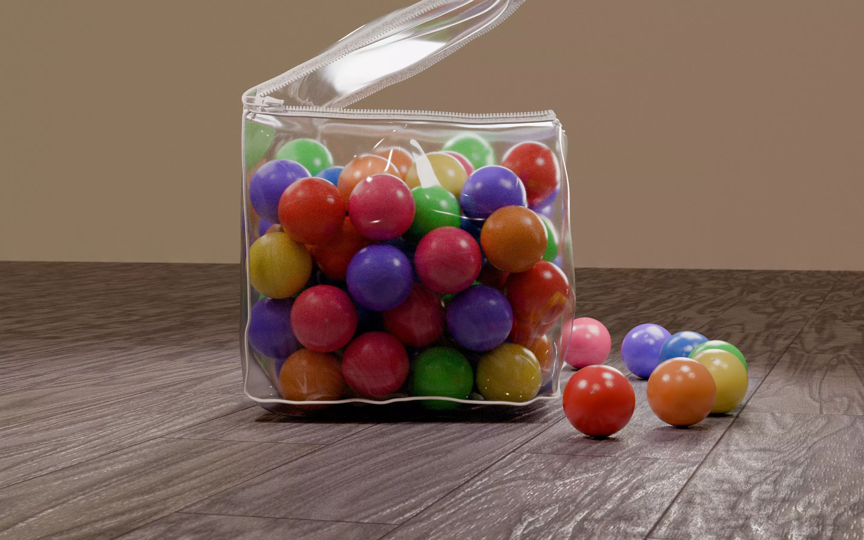 Vivid color ball with PVC bag Low-poly 3D model_3