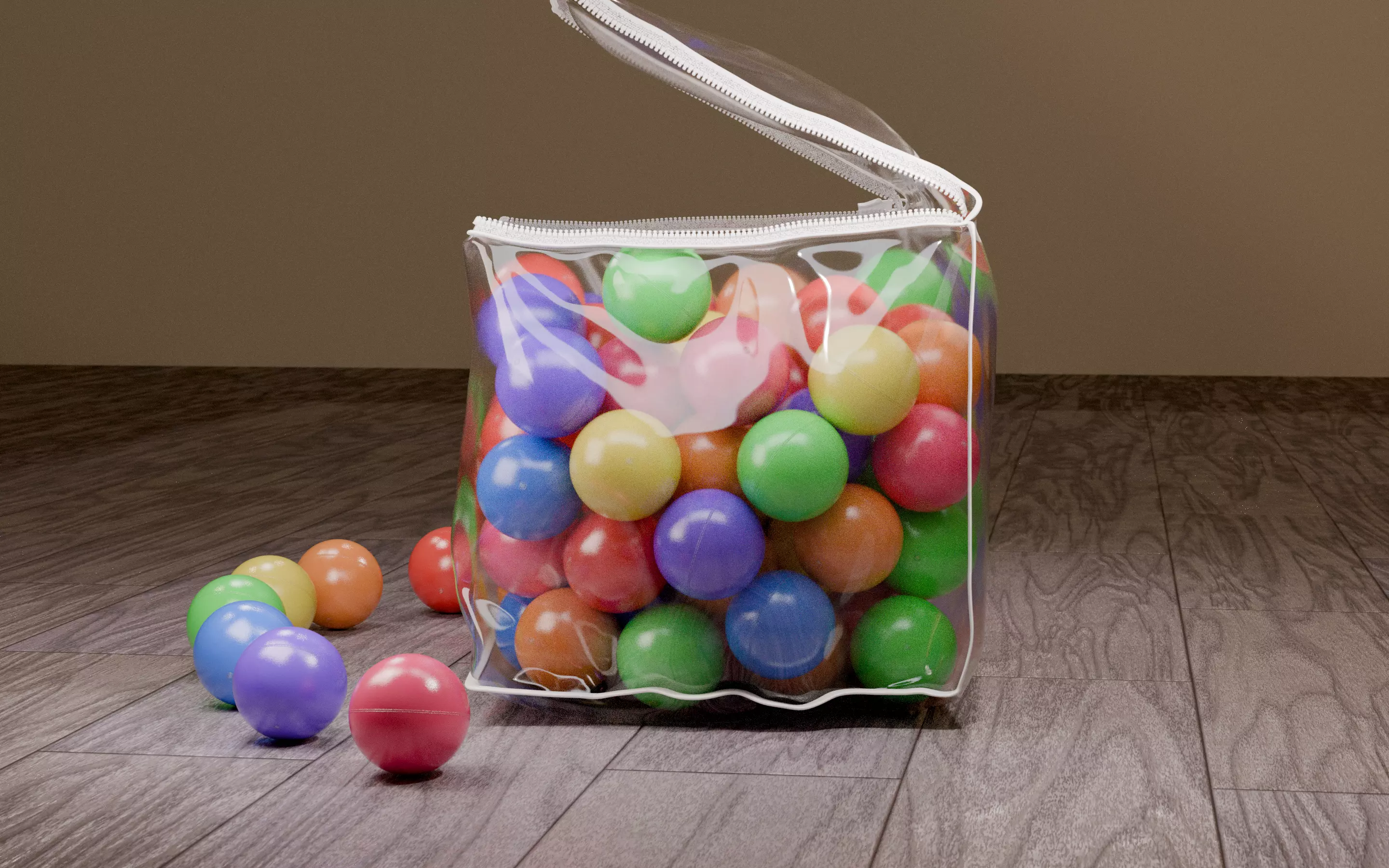 Vivid color ball with PVC bag Low-poly 3D model_2