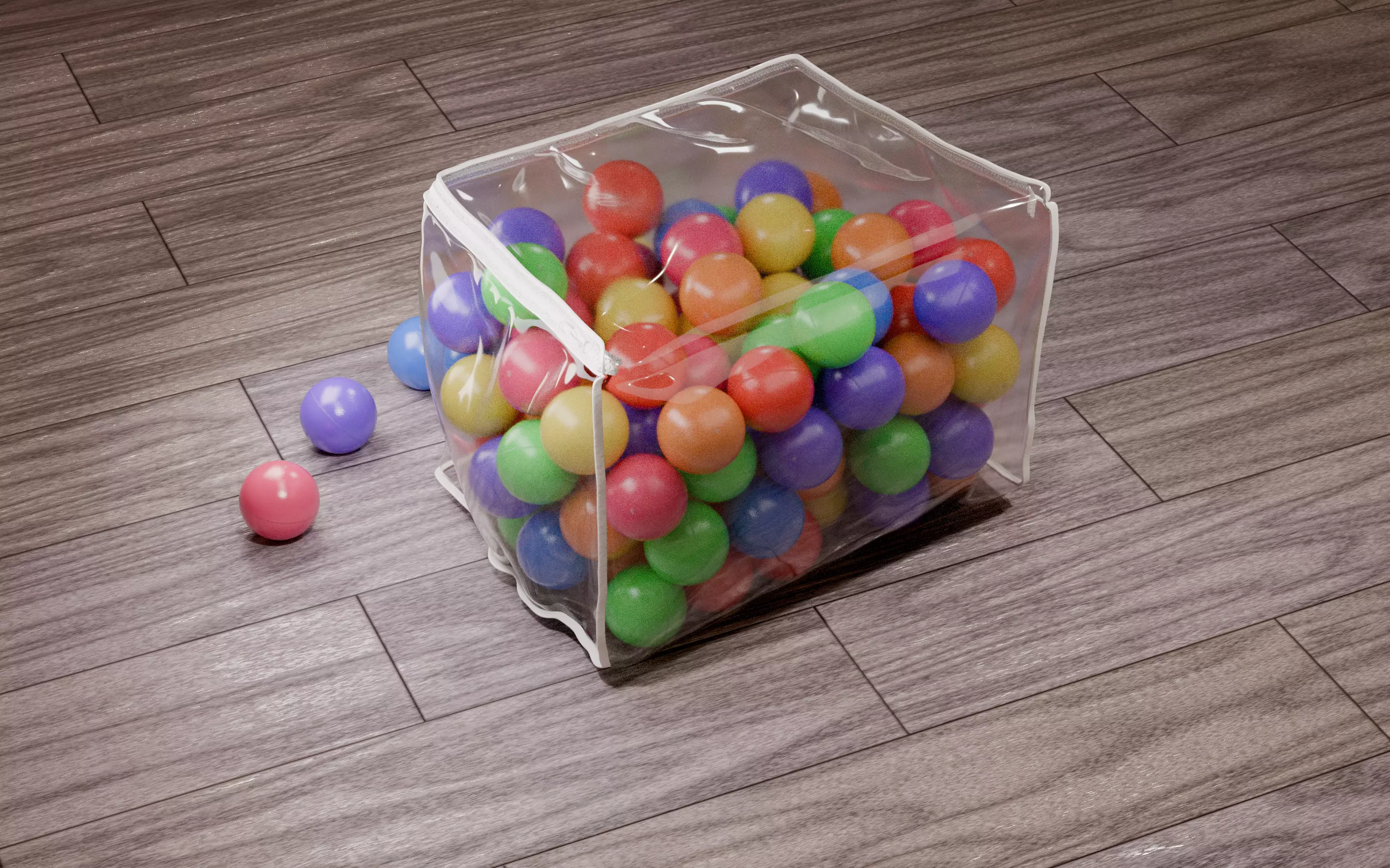 Vivid color ball with PVC bag Low-poly 3D model_15