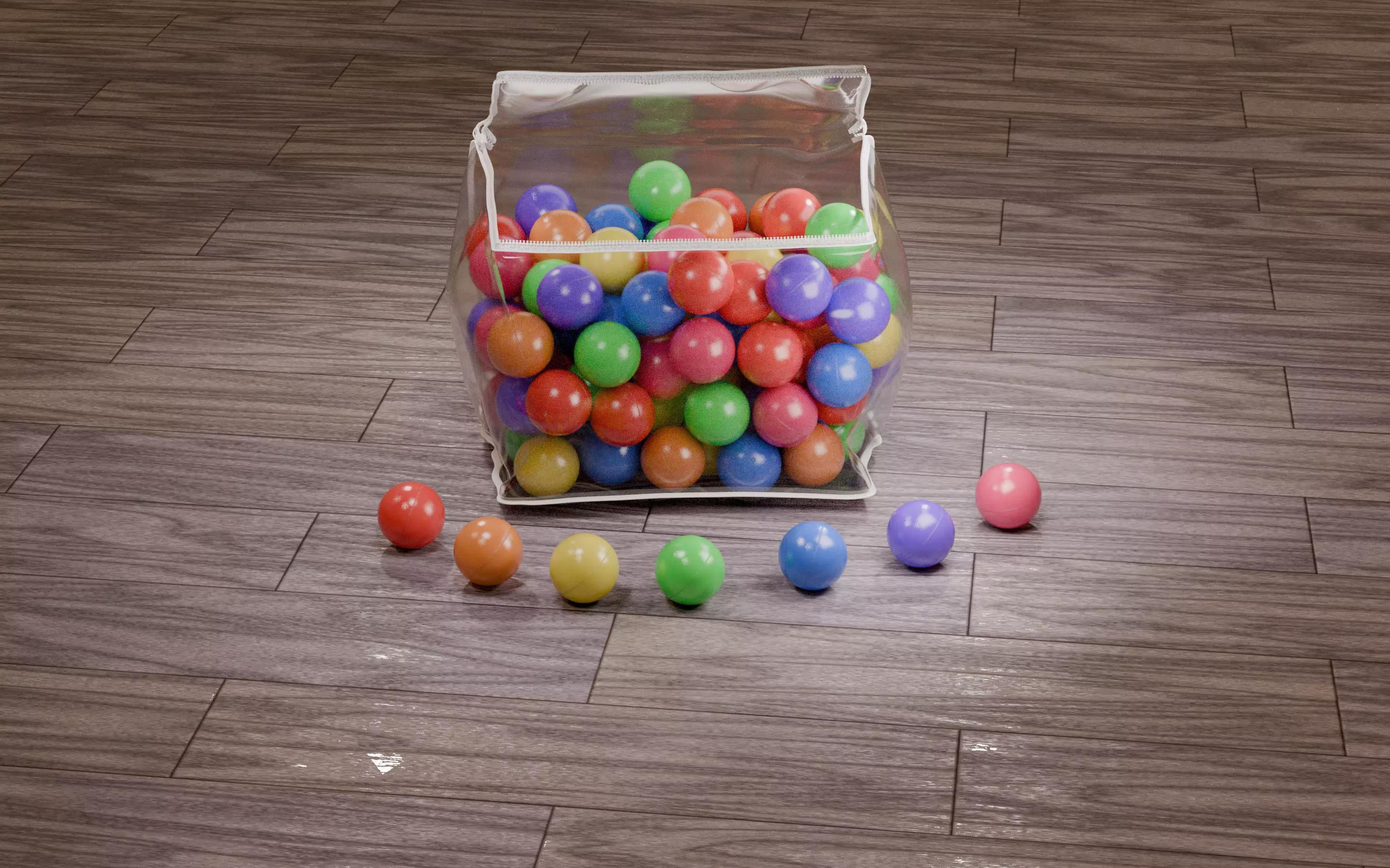 Vivid color ball with PVC bag Low-poly 3D model_5