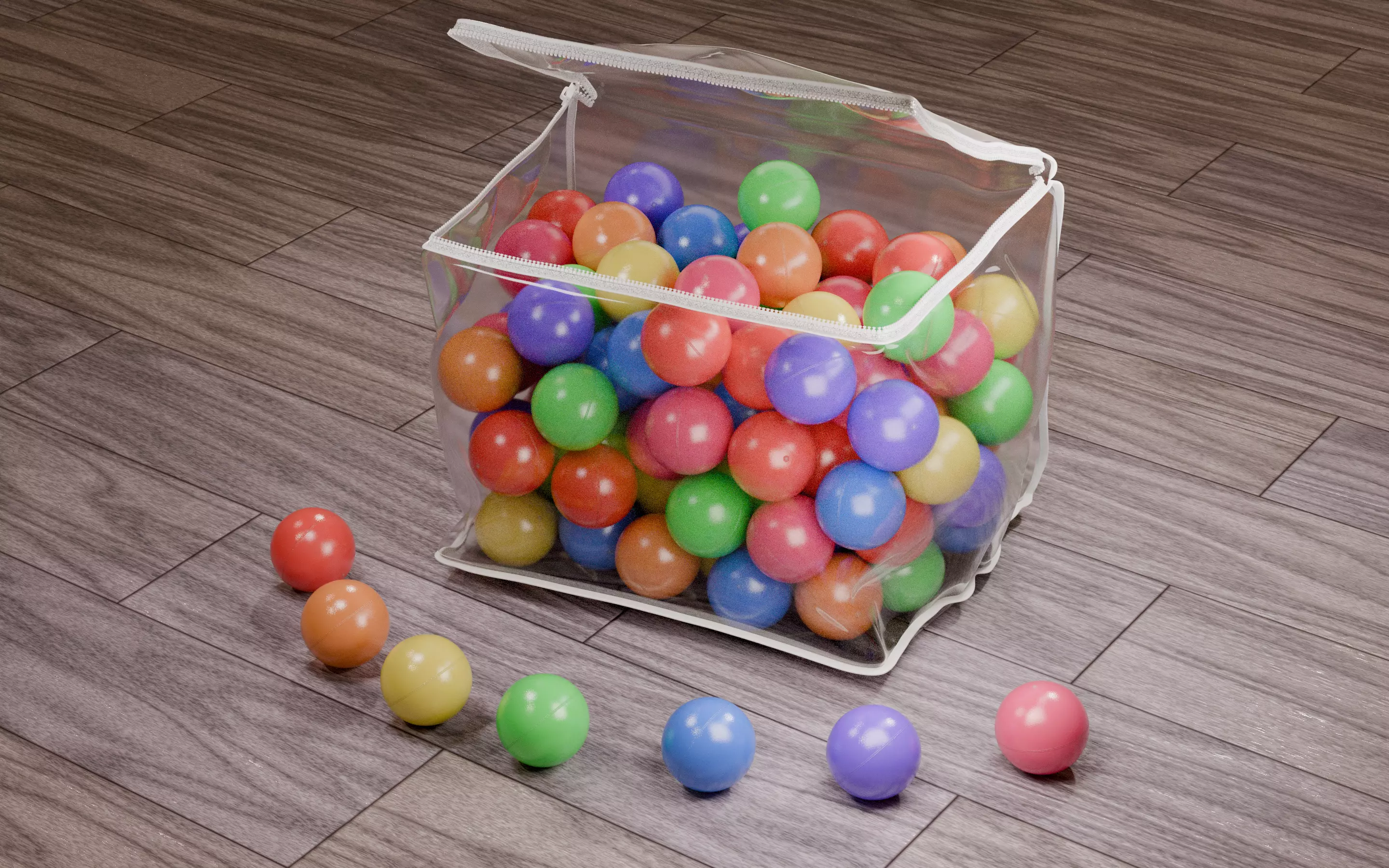 Vivid color ball with PVC bag Low-poly 3D model_11