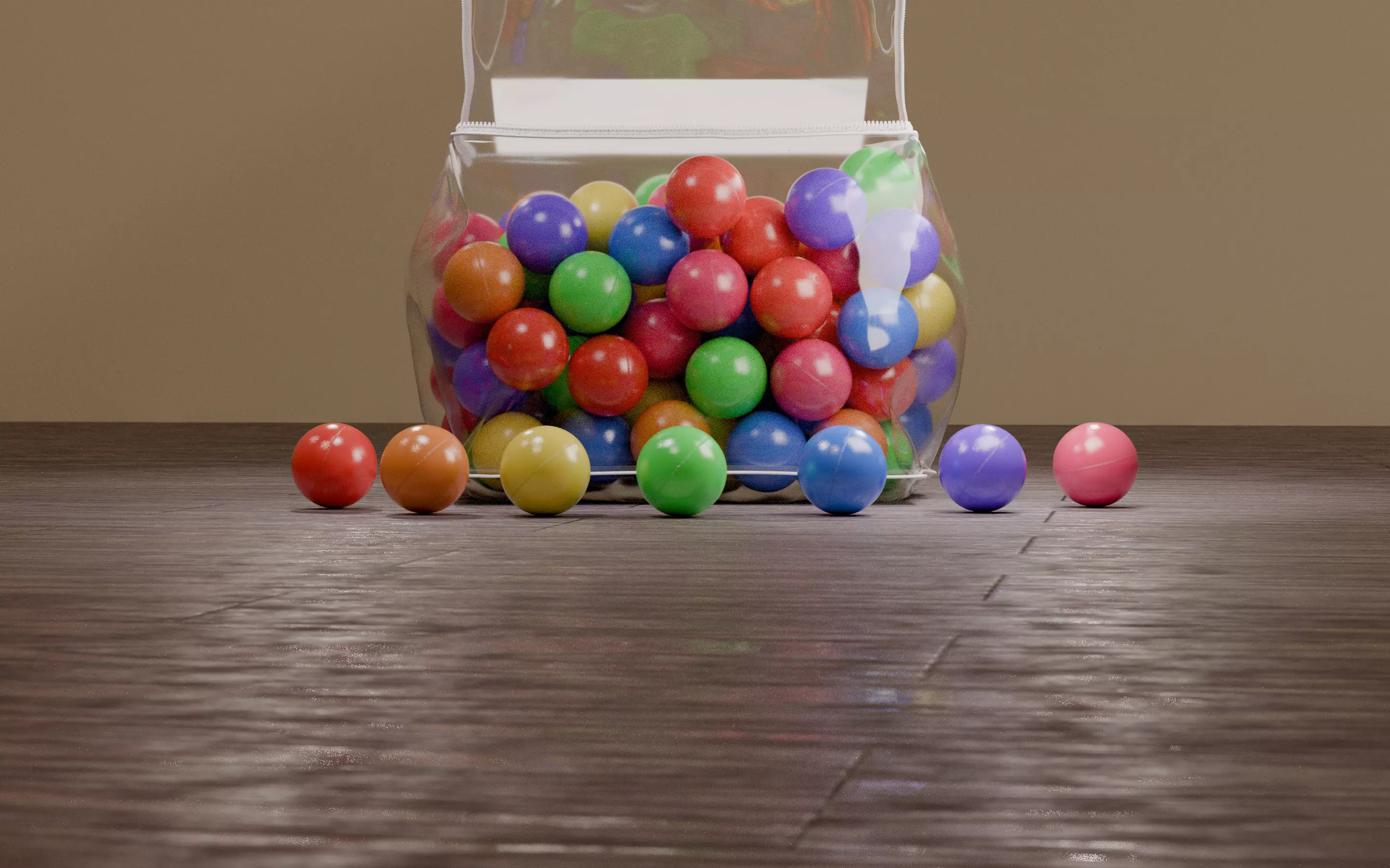 Vivid color ball with PVC bag Low-poly 3D model_7