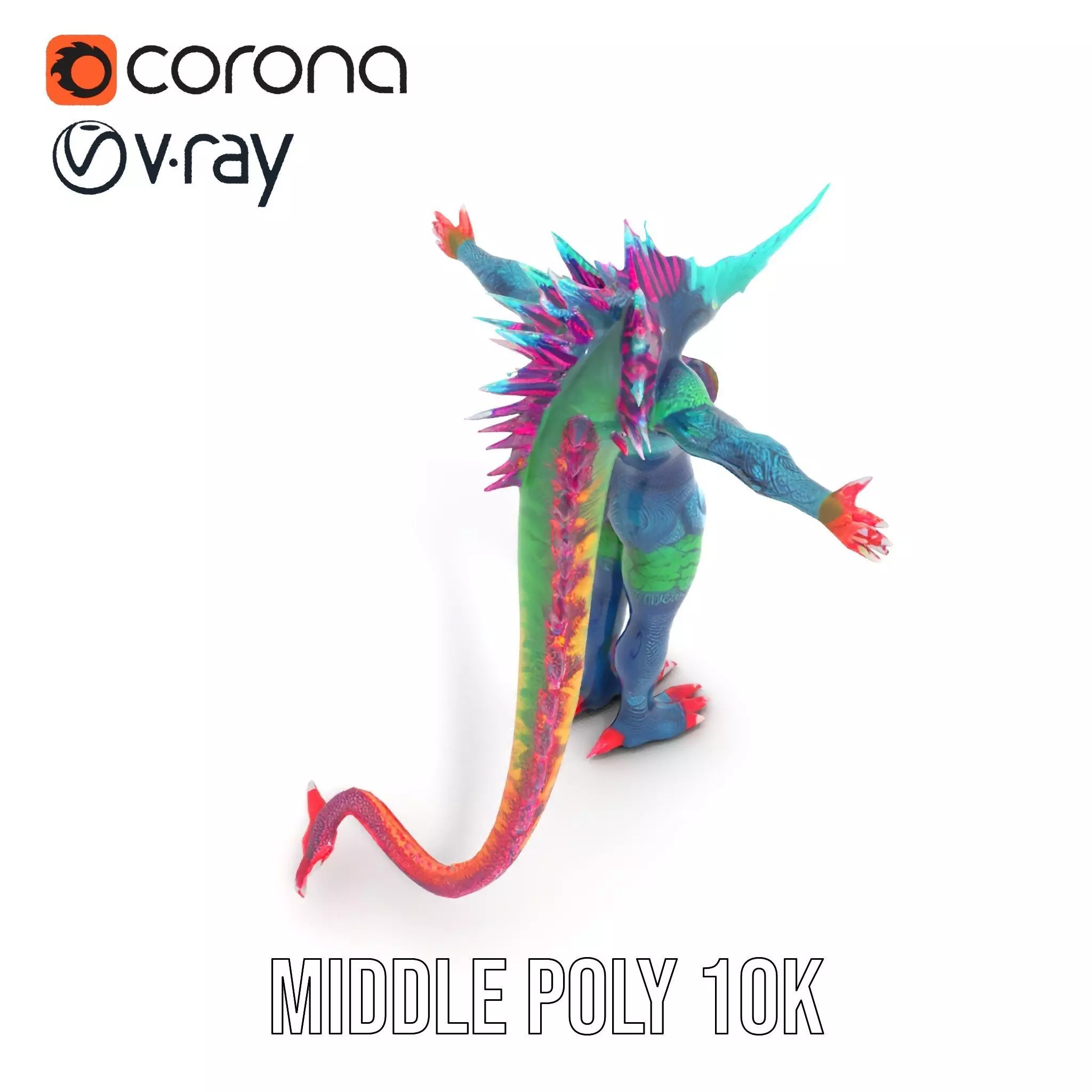 Colorful Reptilian Creature Model Pack Low-poly 3D model_13