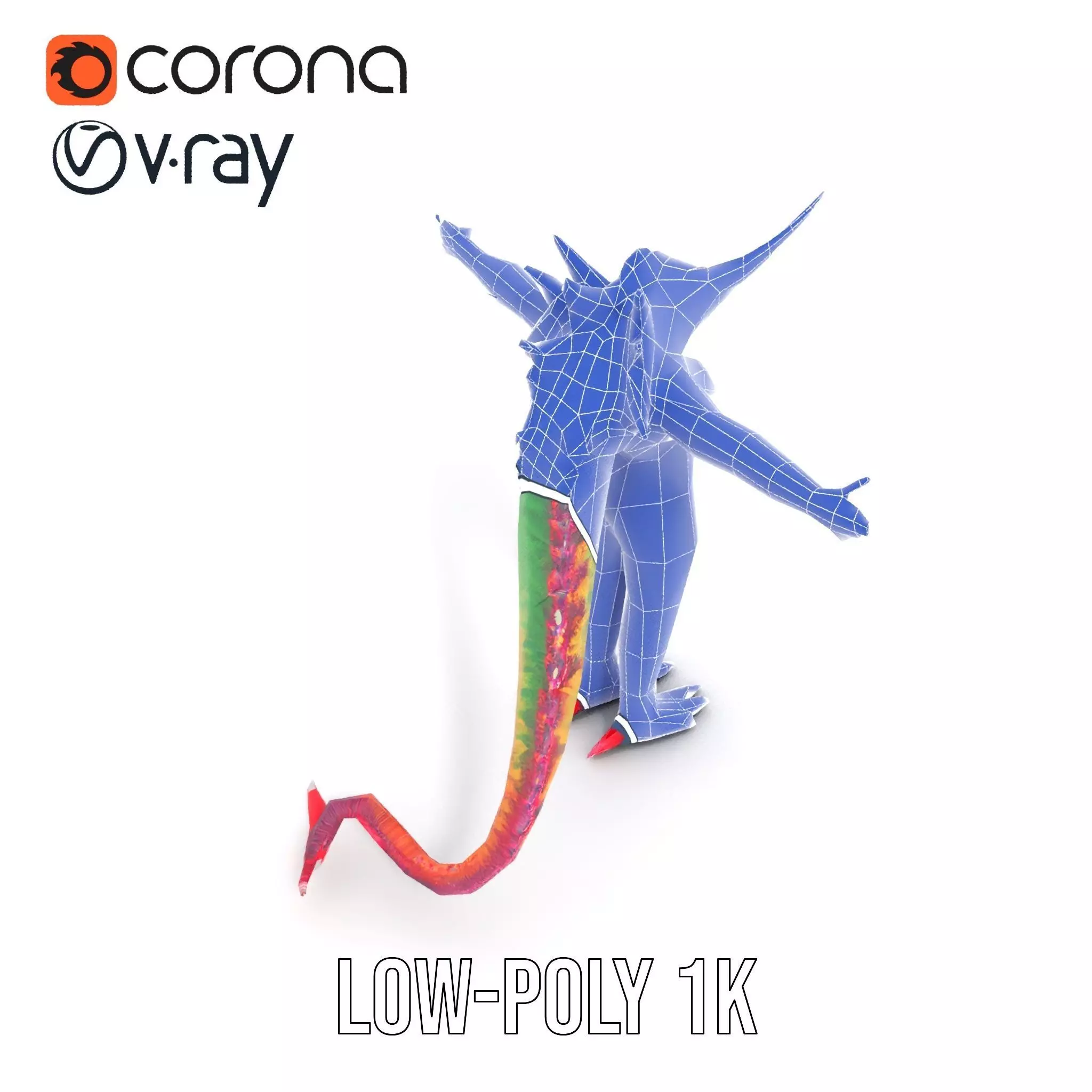 Colorful Reptilian Creature Model Pack Low-poly 3D model_14