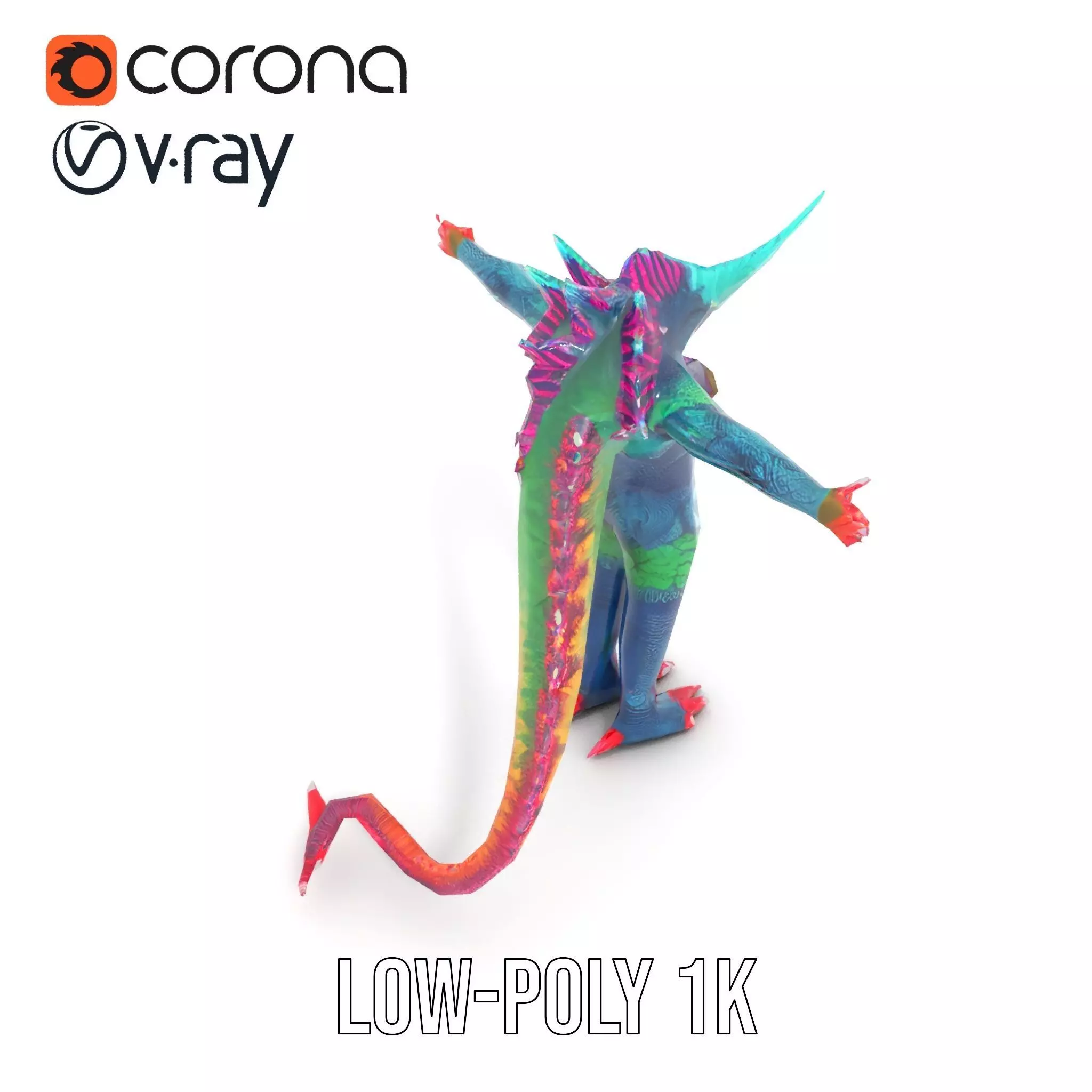 Colorful Reptilian Creature Model Pack Low-poly 3D model_17