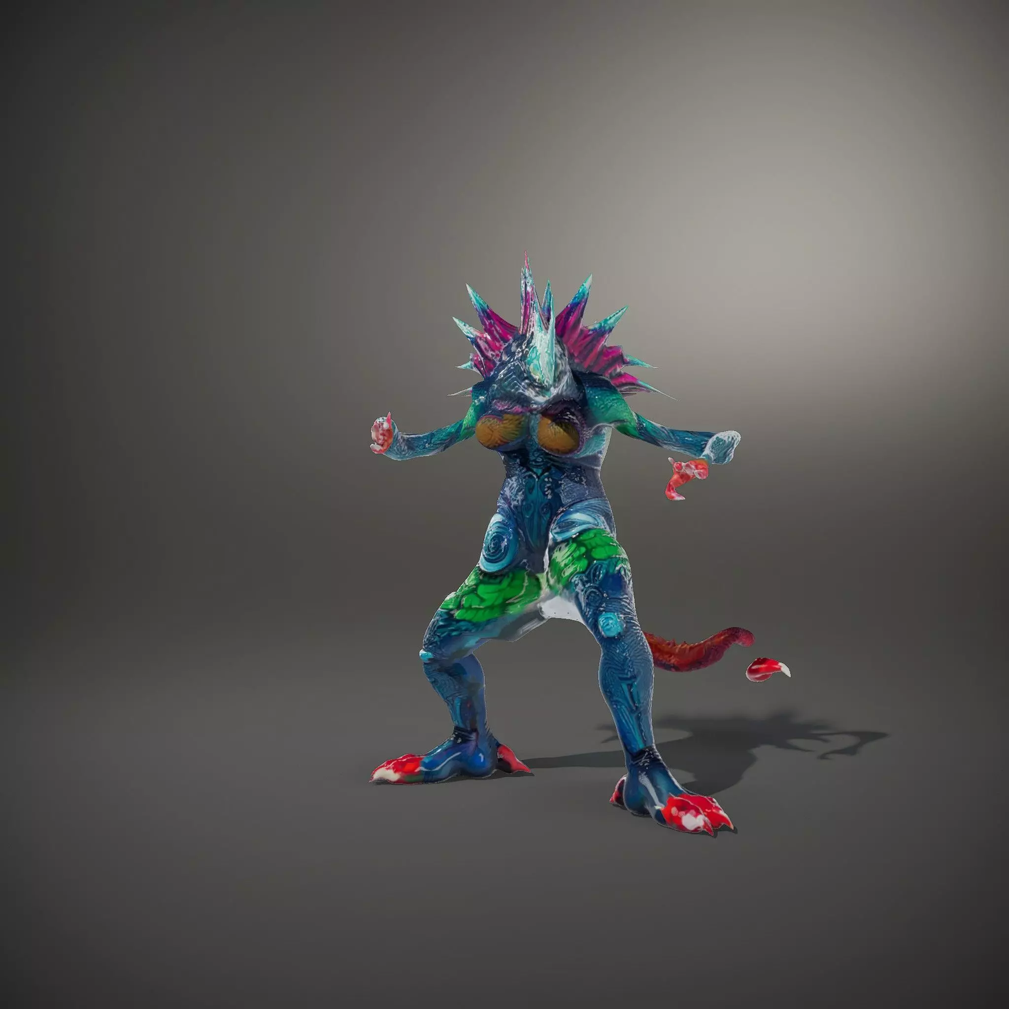 Colorful Reptilian Creature Model Pack Low-poly 3D model_33