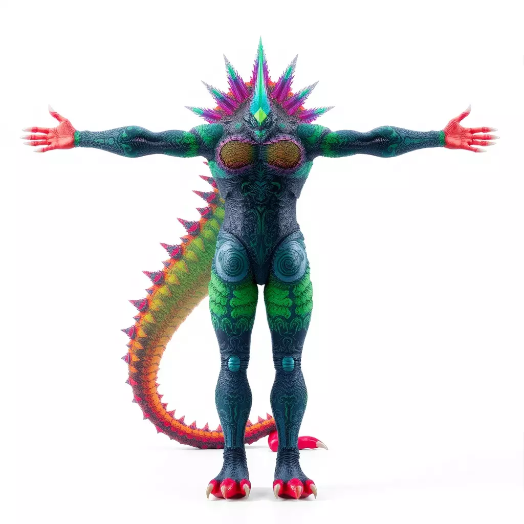 Colorful Reptilian Creature Model Pack Low-poly 3D model_2