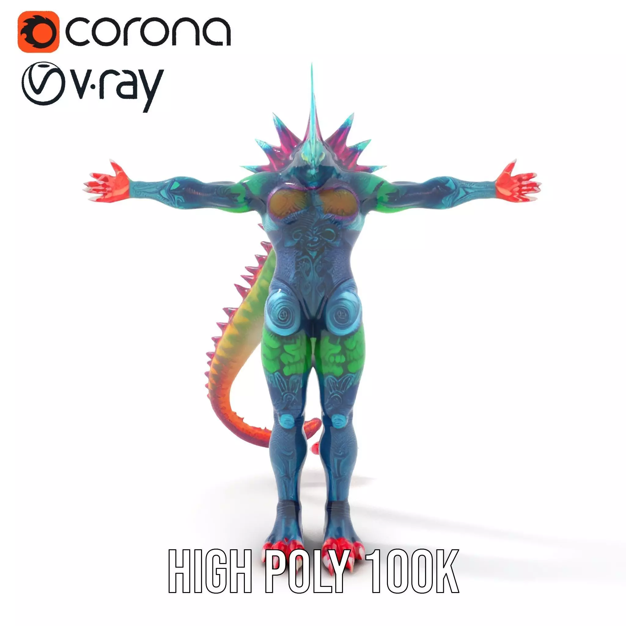 Colorful Reptilian Creature Model Pack Low-poly 3D model_18