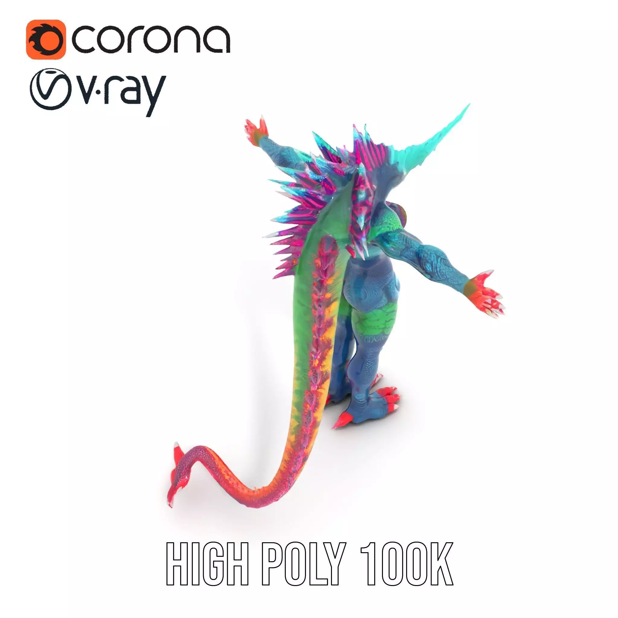 Colorful Reptilian Creature Model Pack Low-poly 3D model_9