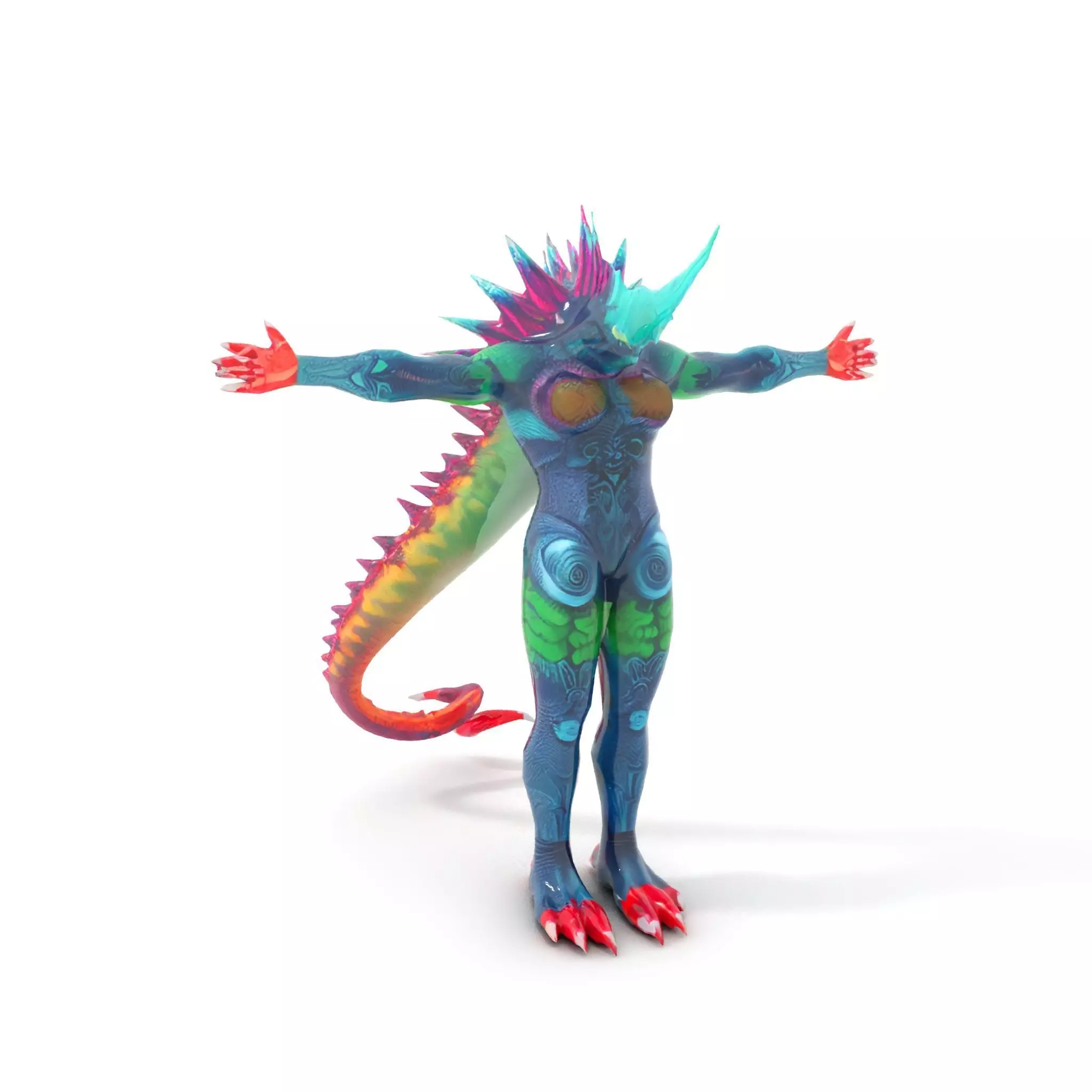 Colorful Reptilian Creature Model Pack Low-poly 3D model_16