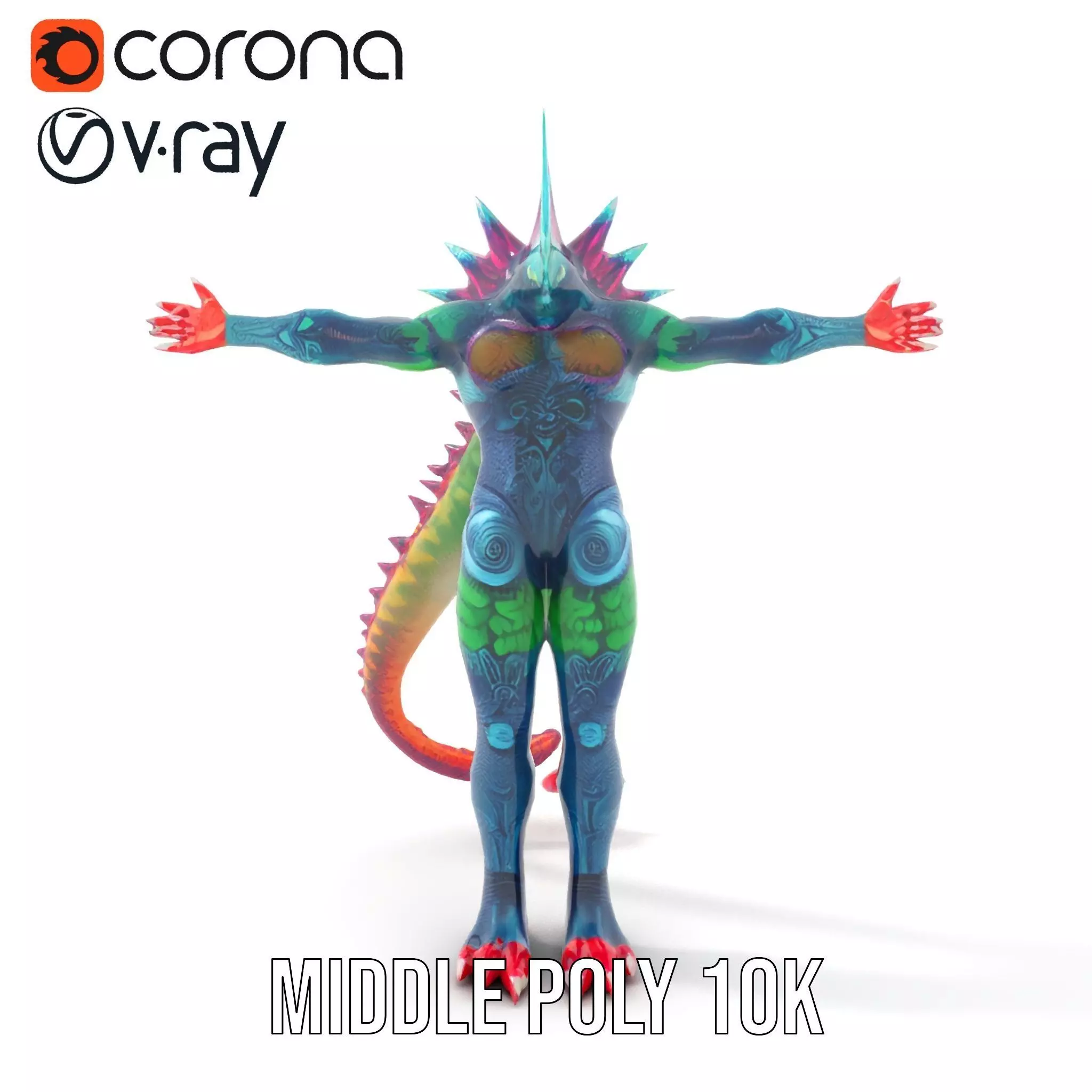 Colorful Reptilian Creature Model Pack Low-poly 3D model_29