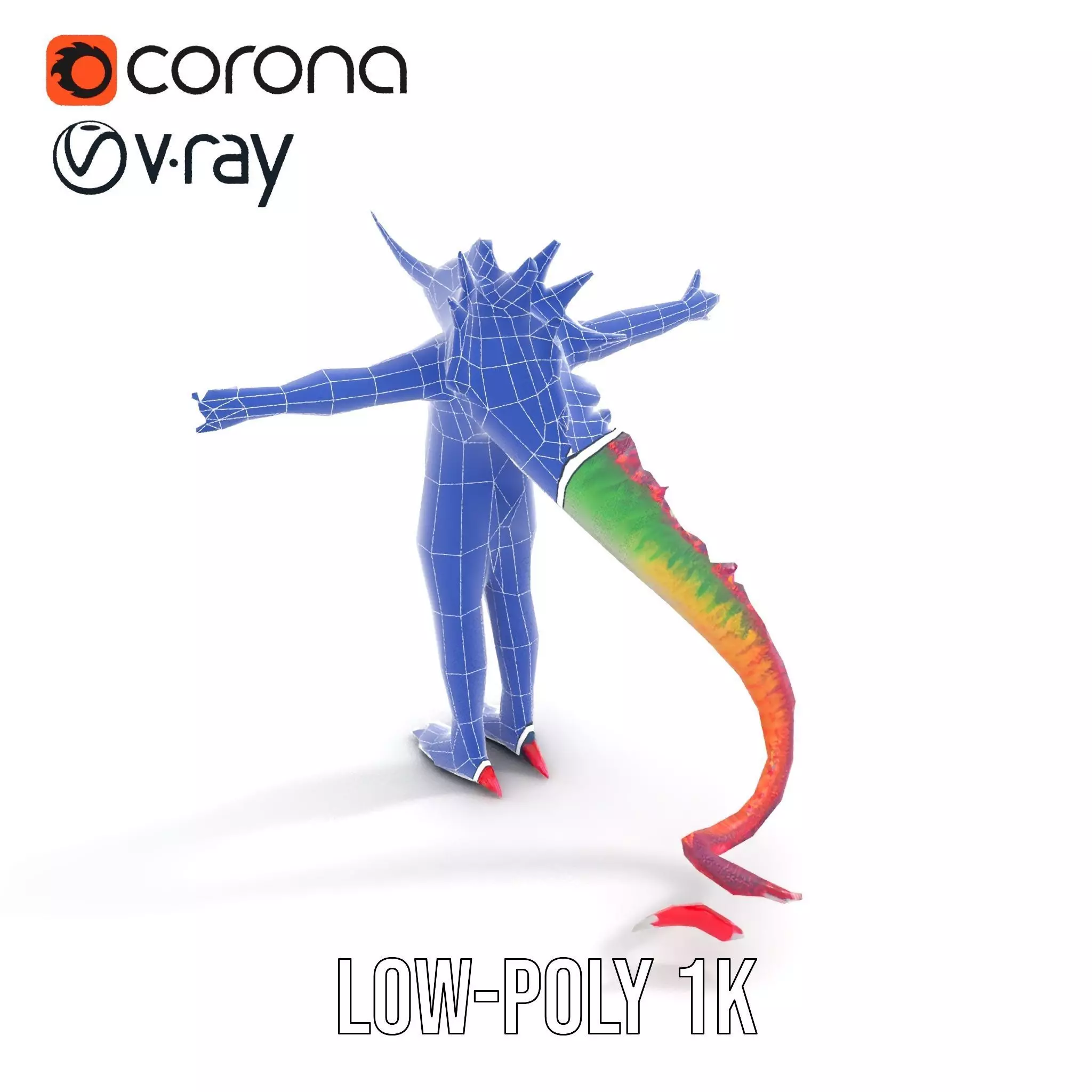 Colorful Reptilian Creature Model Pack Low-poly 3D model_7