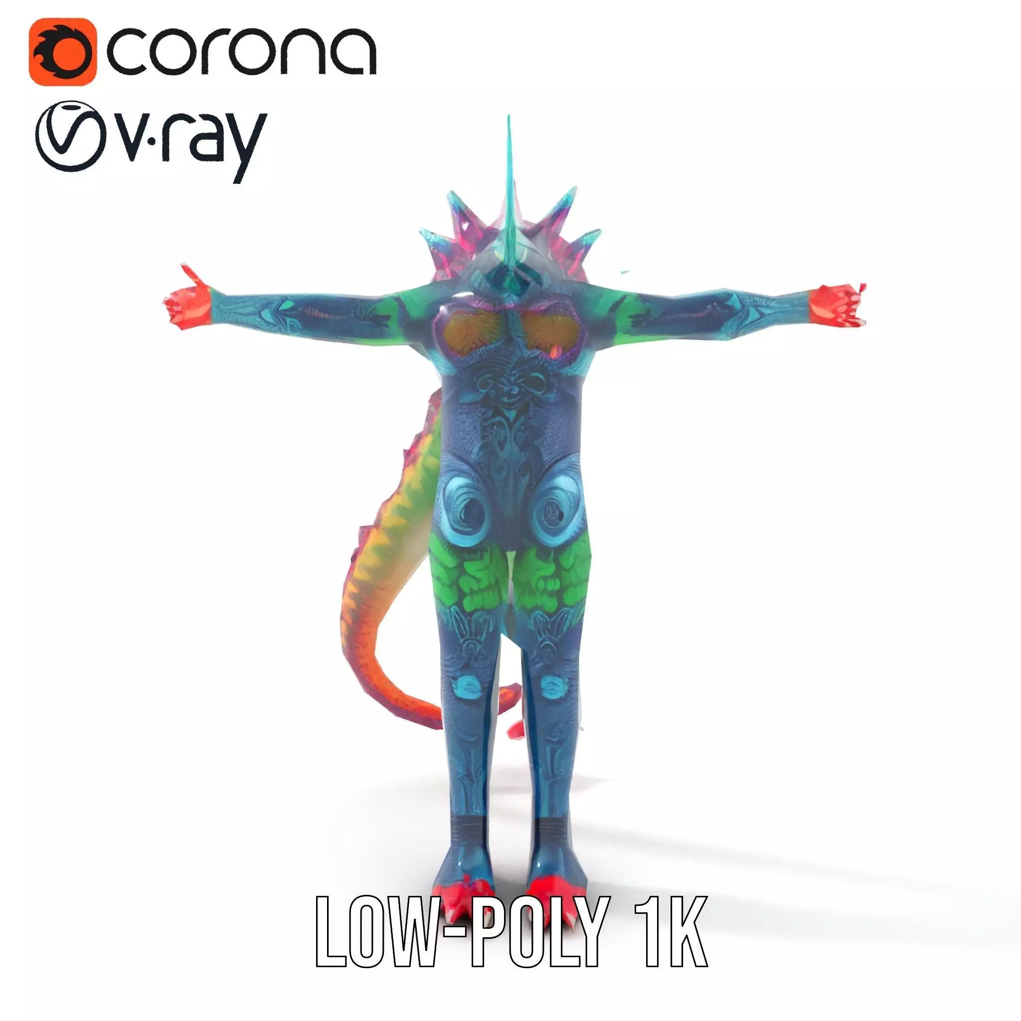 Colorful Reptilian Creature Model Pack Low-poly 3D model_27