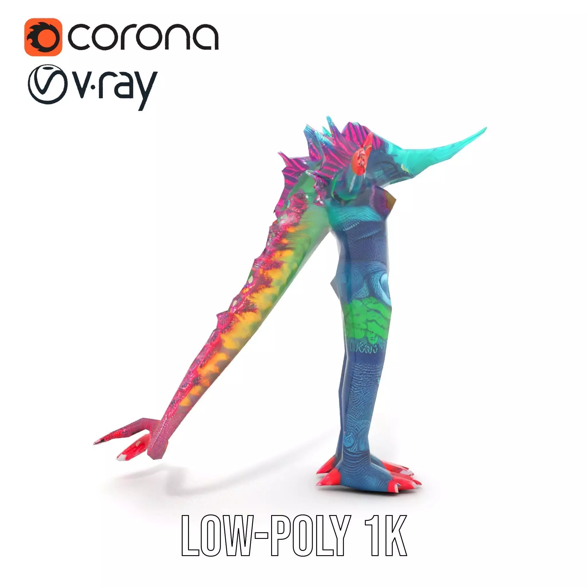 Colorful Reptilian Creature Model Pack Low-poly 3D model_20