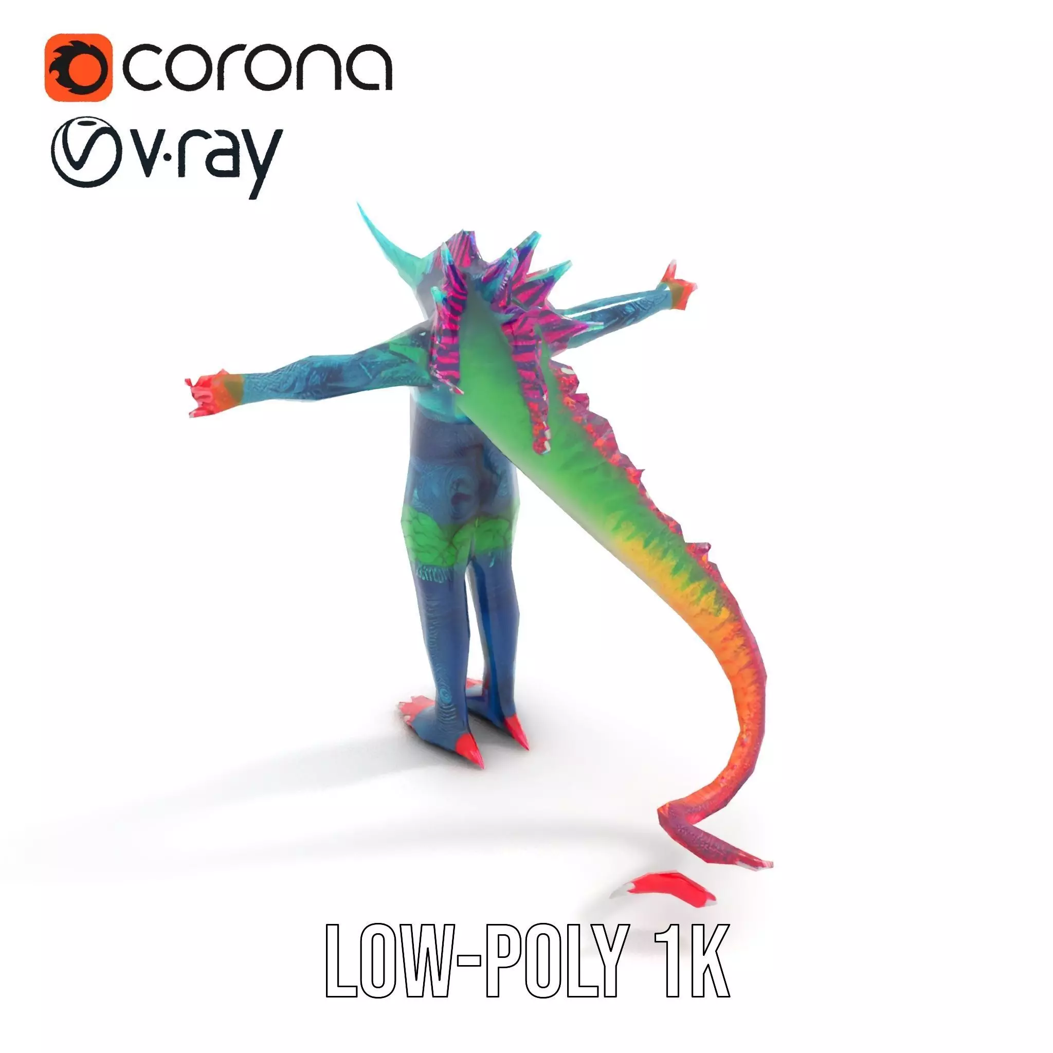 Colorful Reptilian Creature Model Pack Low-poly 3D model_24