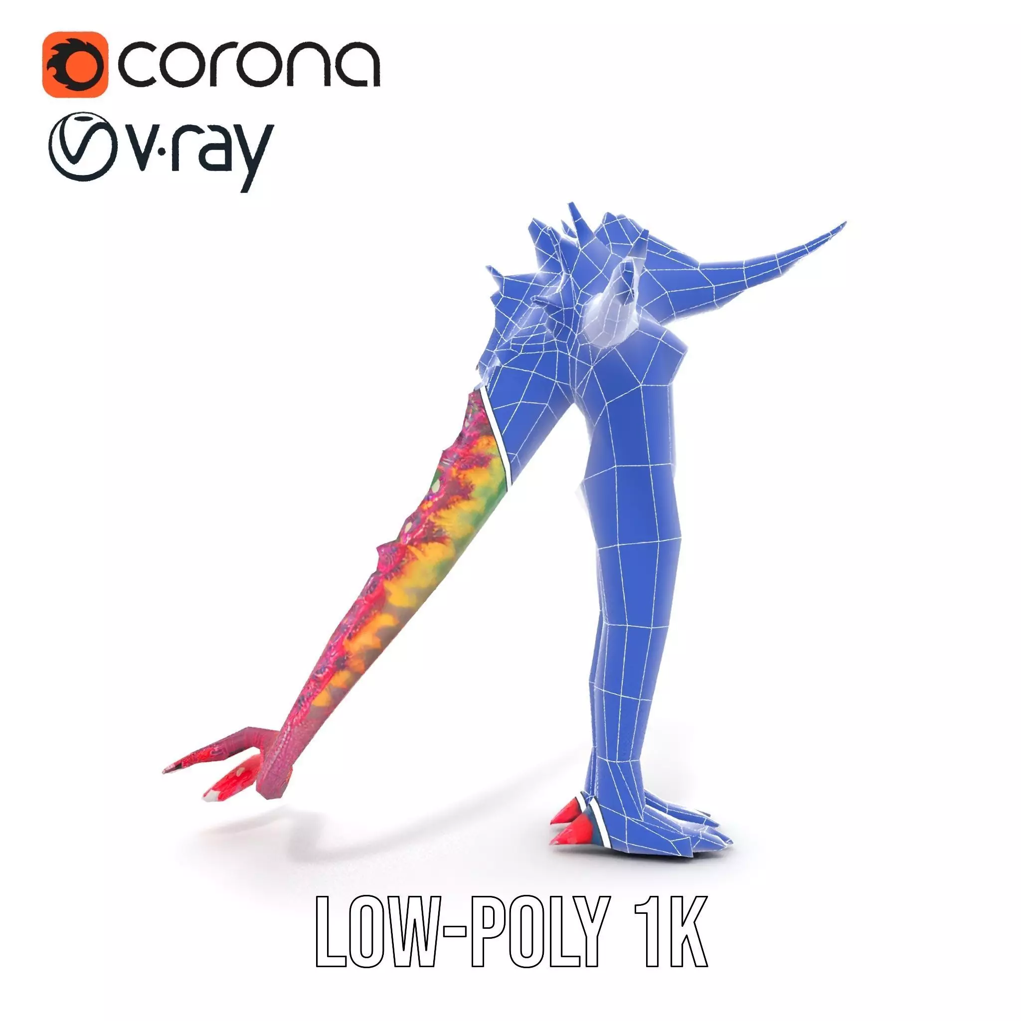 Colorful Reptilian Creature Model Pack Low-poly 3D model_30