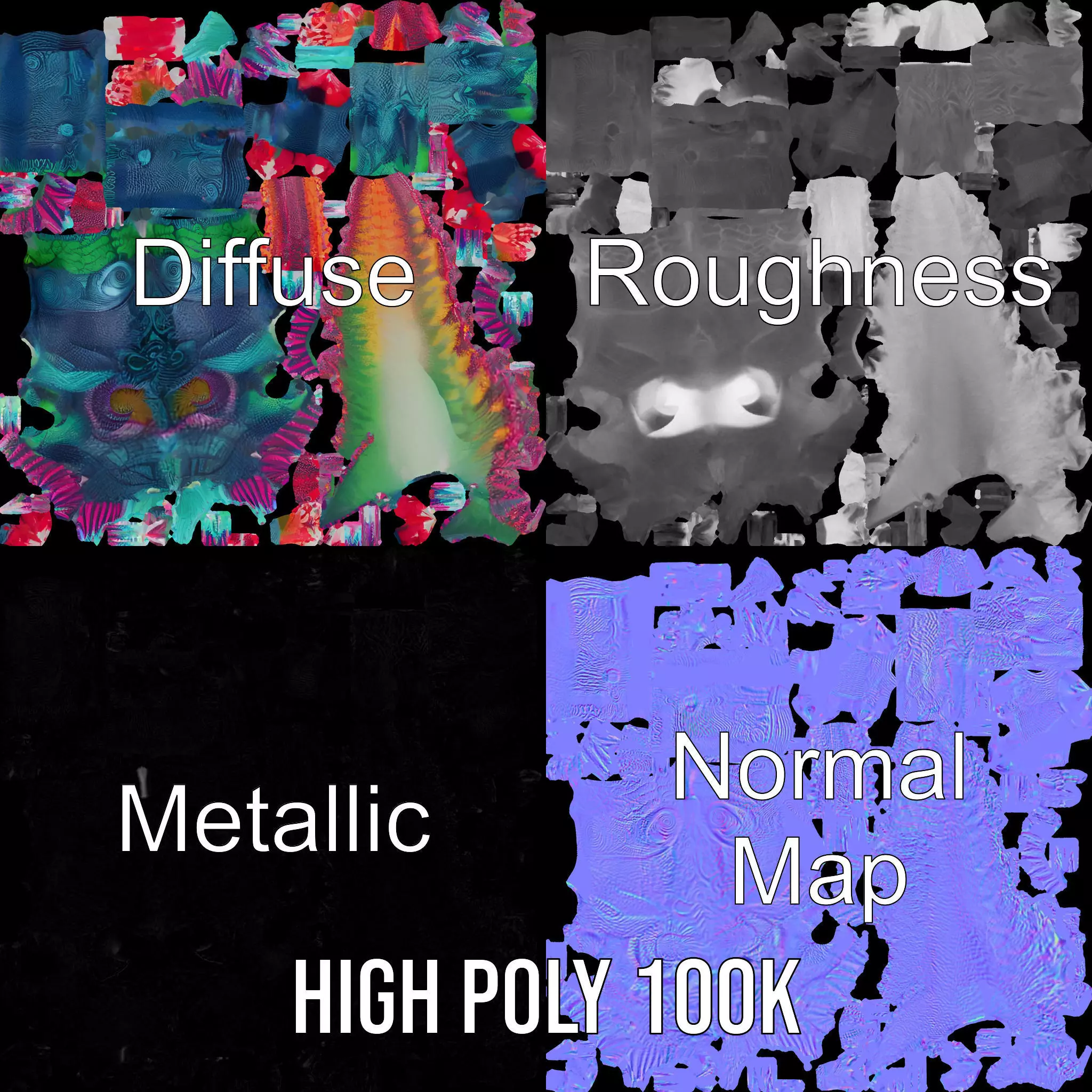 Colorful Reptilian Creature Model Pack Low-poly 3D model_3