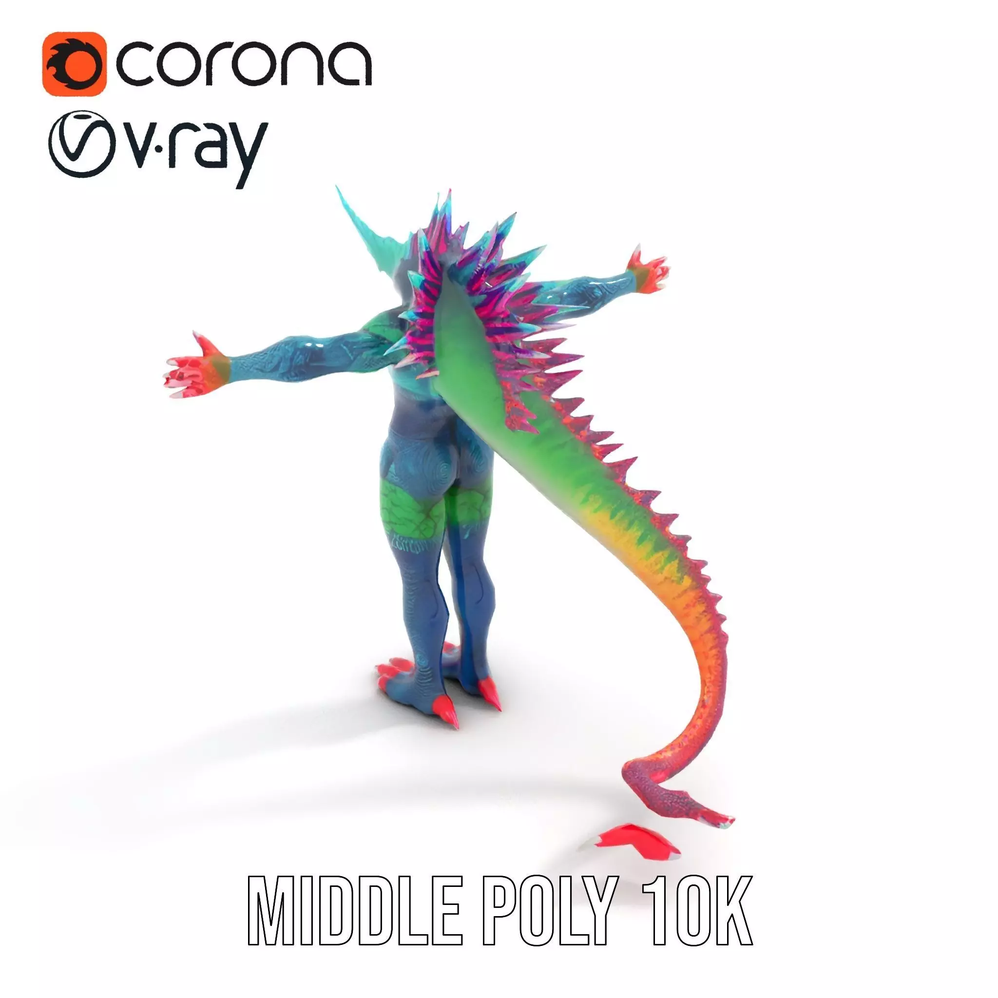 Colorful Reptilian Creature Model Pack Low-poly 3D model_10