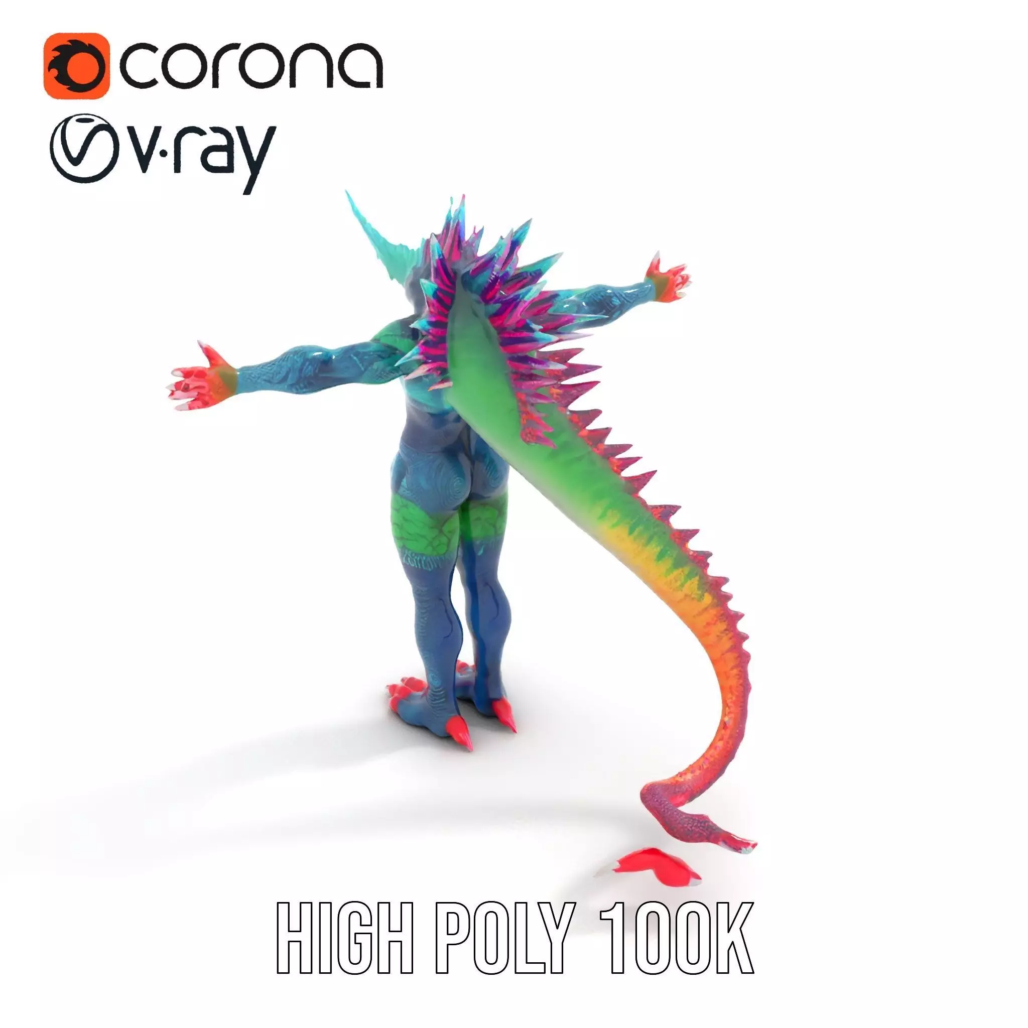Colorful Reptilian Creature Model Pack Low-poly 3D model_12