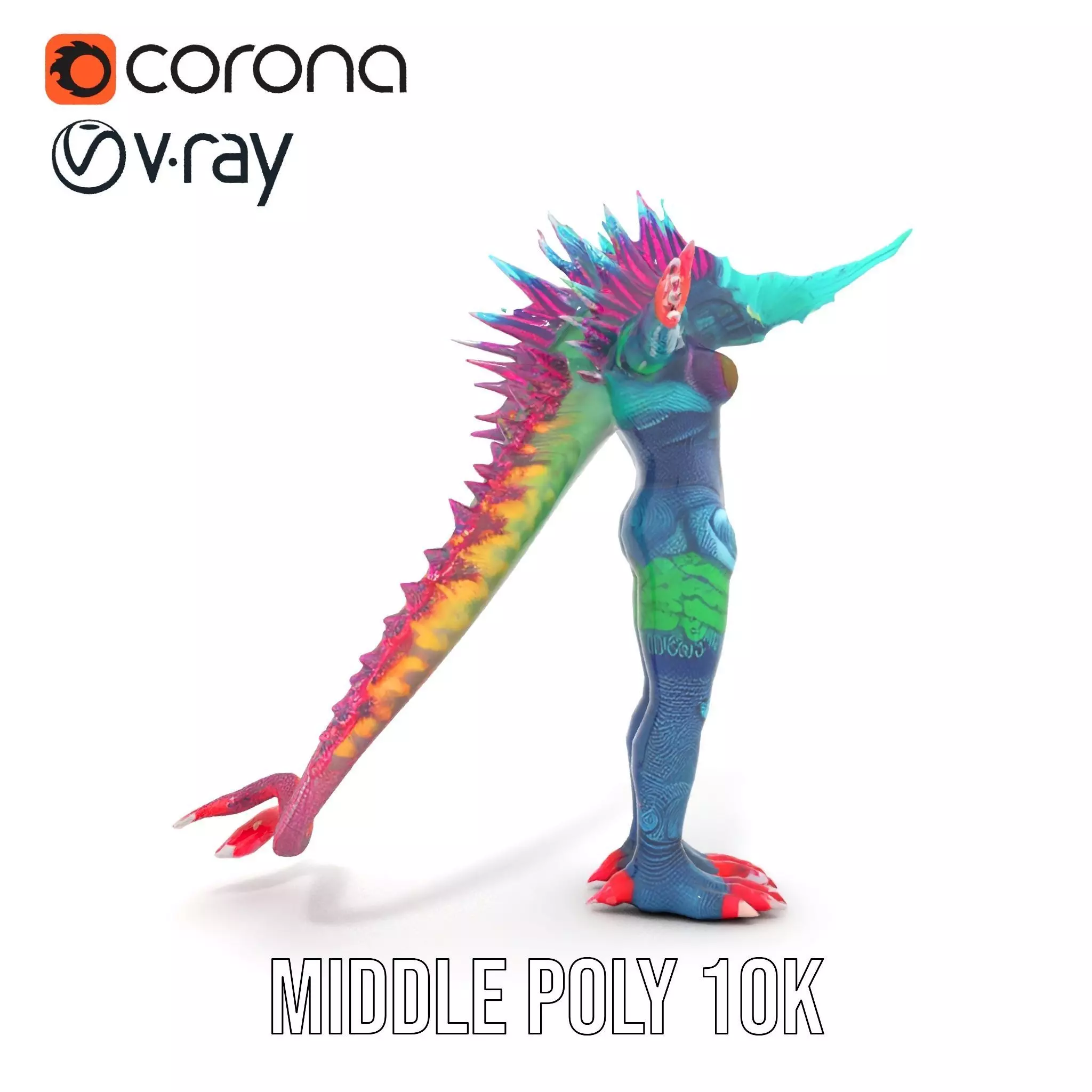 Colorful Reptilian Creature Model Pack Low-poly 3D model_5