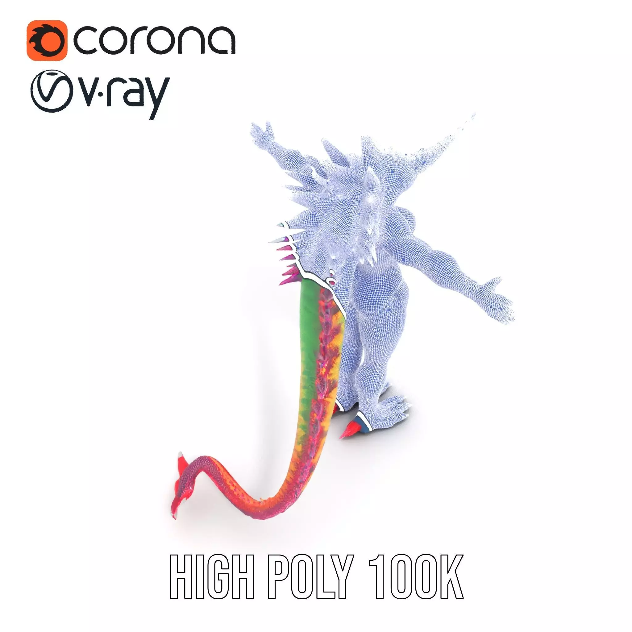 Colorful Reptilian Creature Model Pack Low-poly 3D model_32