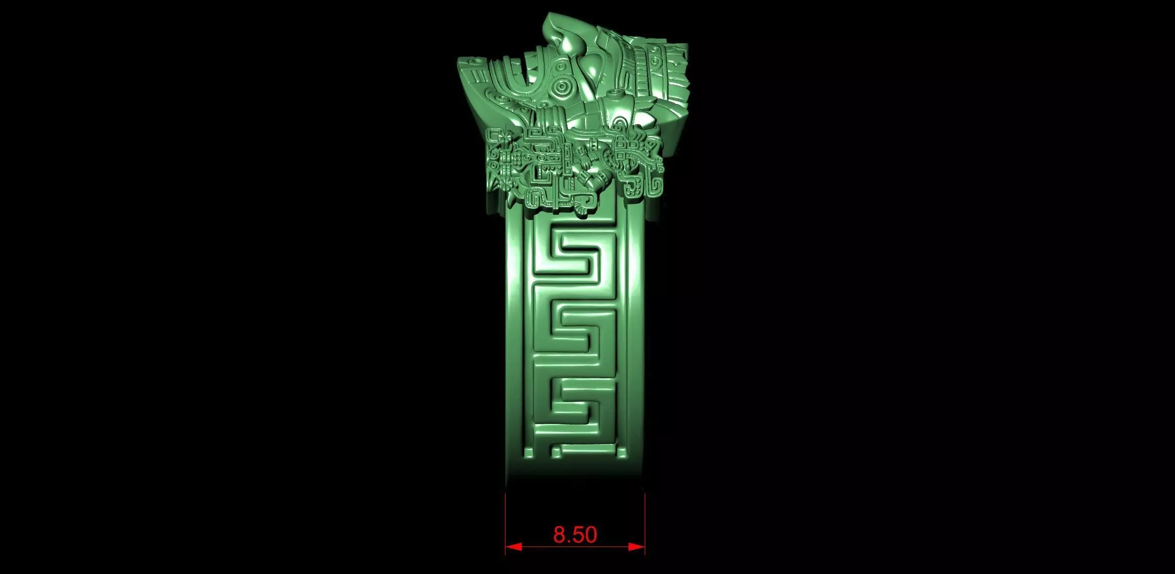 Aztec Warrior Ornamental Mask Pattern Band 3D print model_11