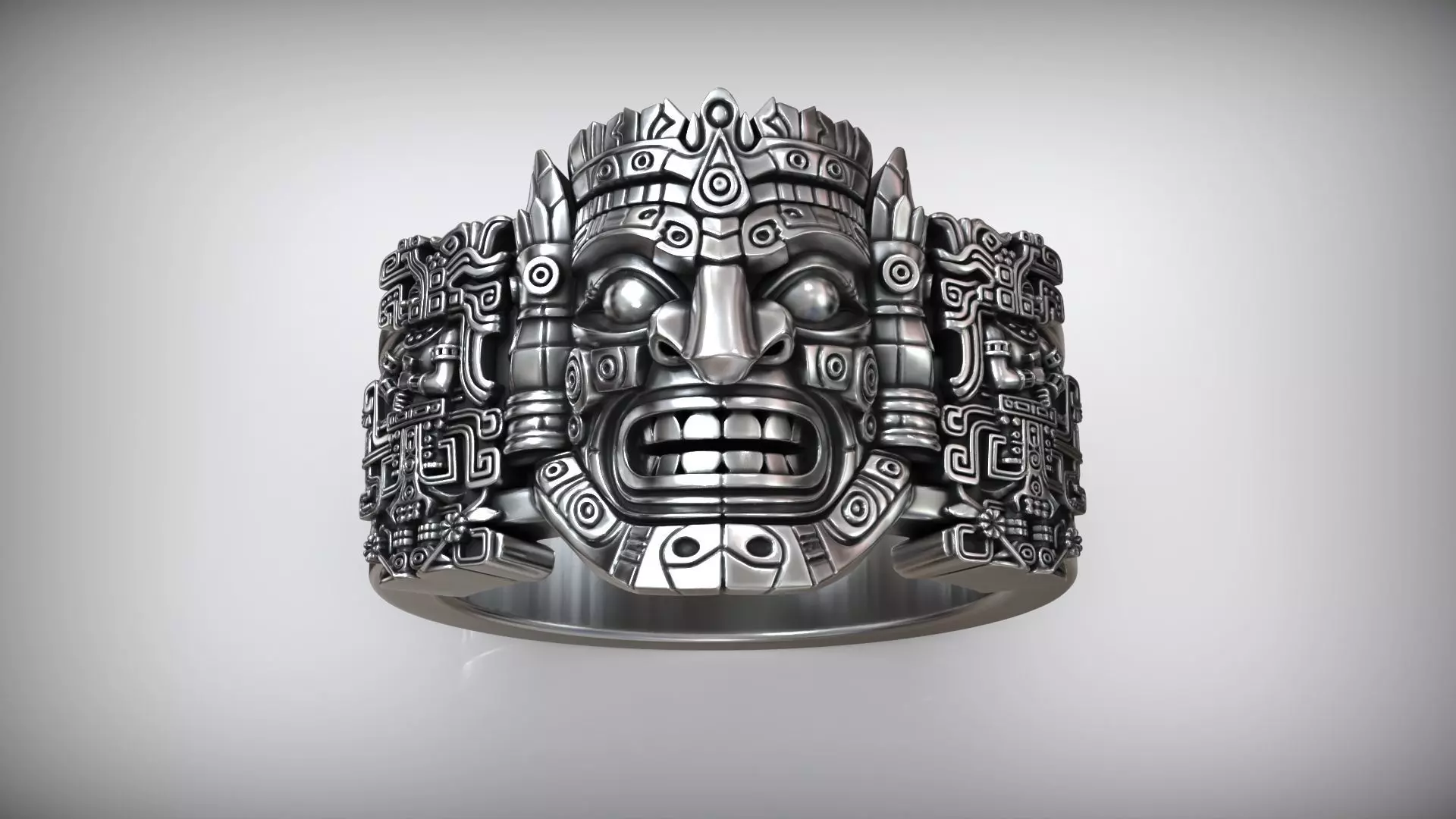 Aztec Warrior Ornamental Mask Pattern Band 3D print model_0