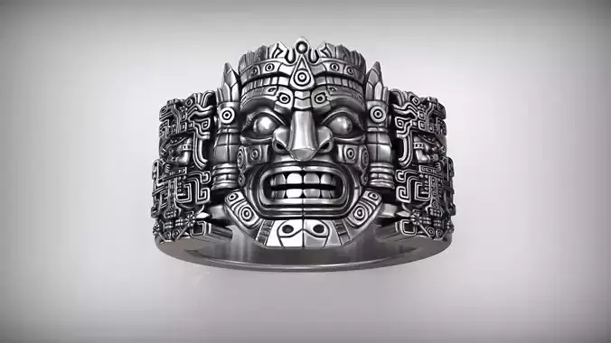 Aztec Warrior Ornamental Mask Pattern Band 3D print model